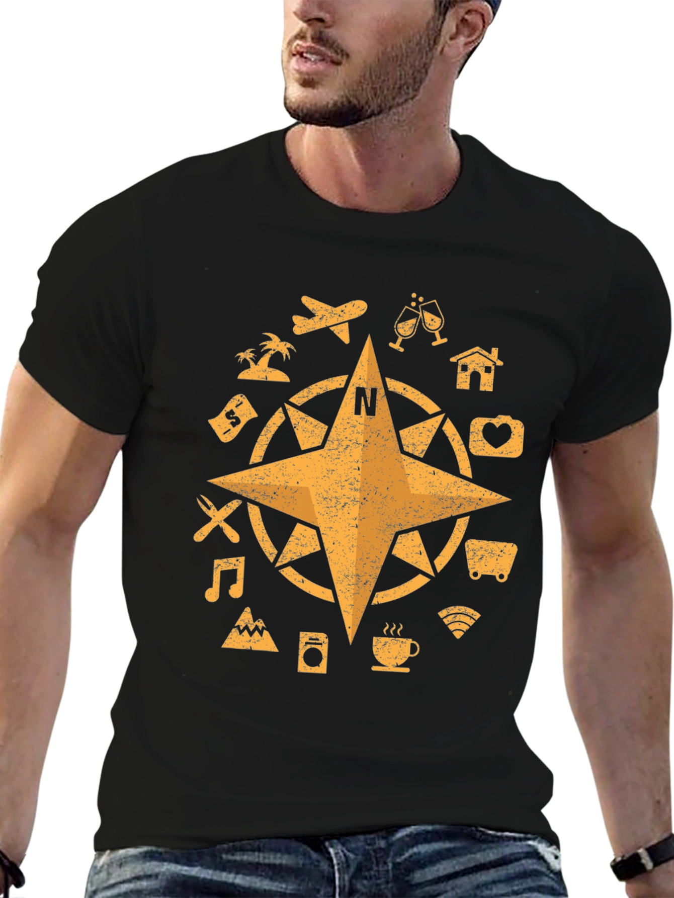 Travel Compass Graphic T-Shirt - Adventure Awaits!