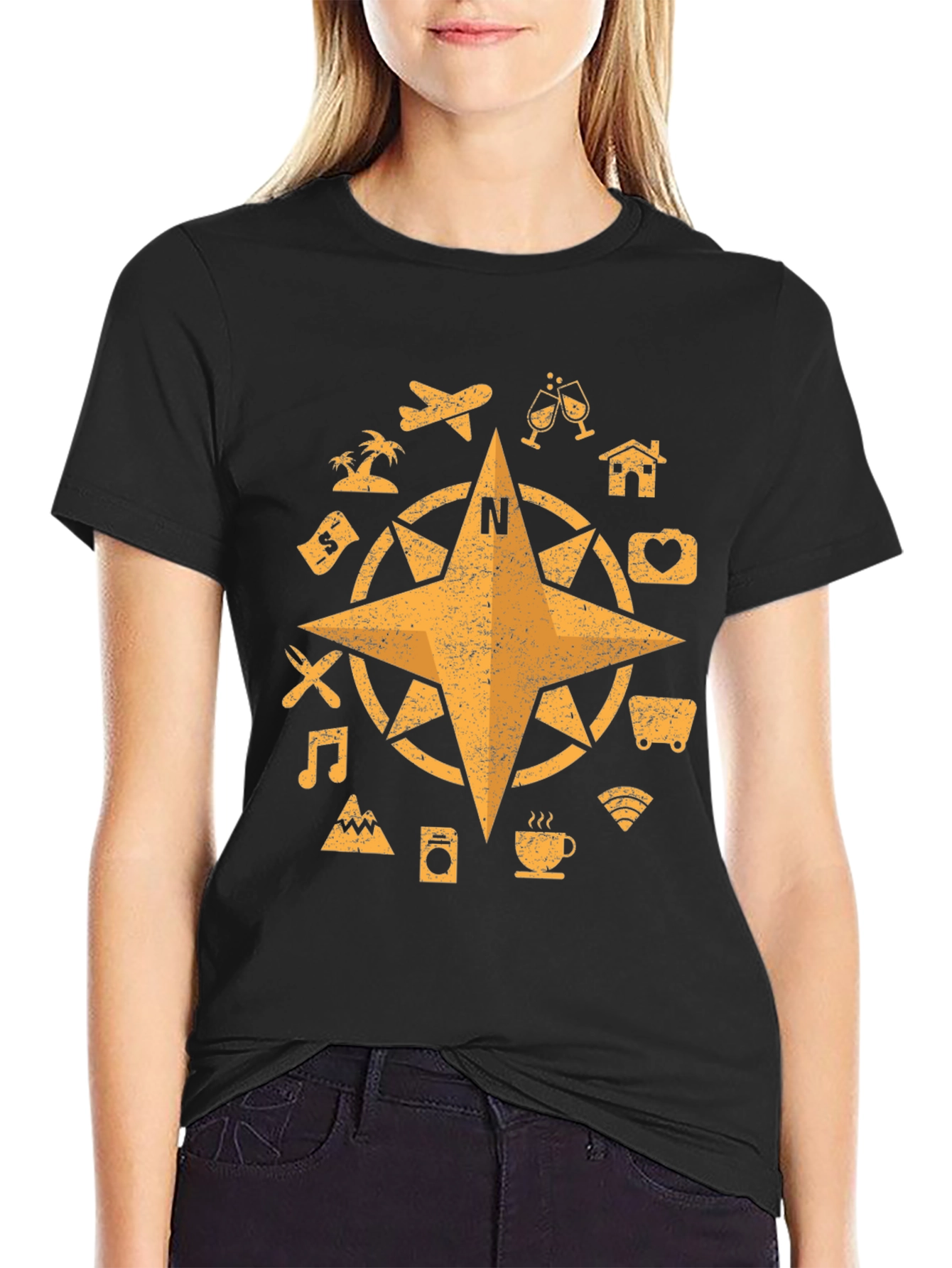 Travel Compass Graphic T-Shirt - Adventure Awaits!