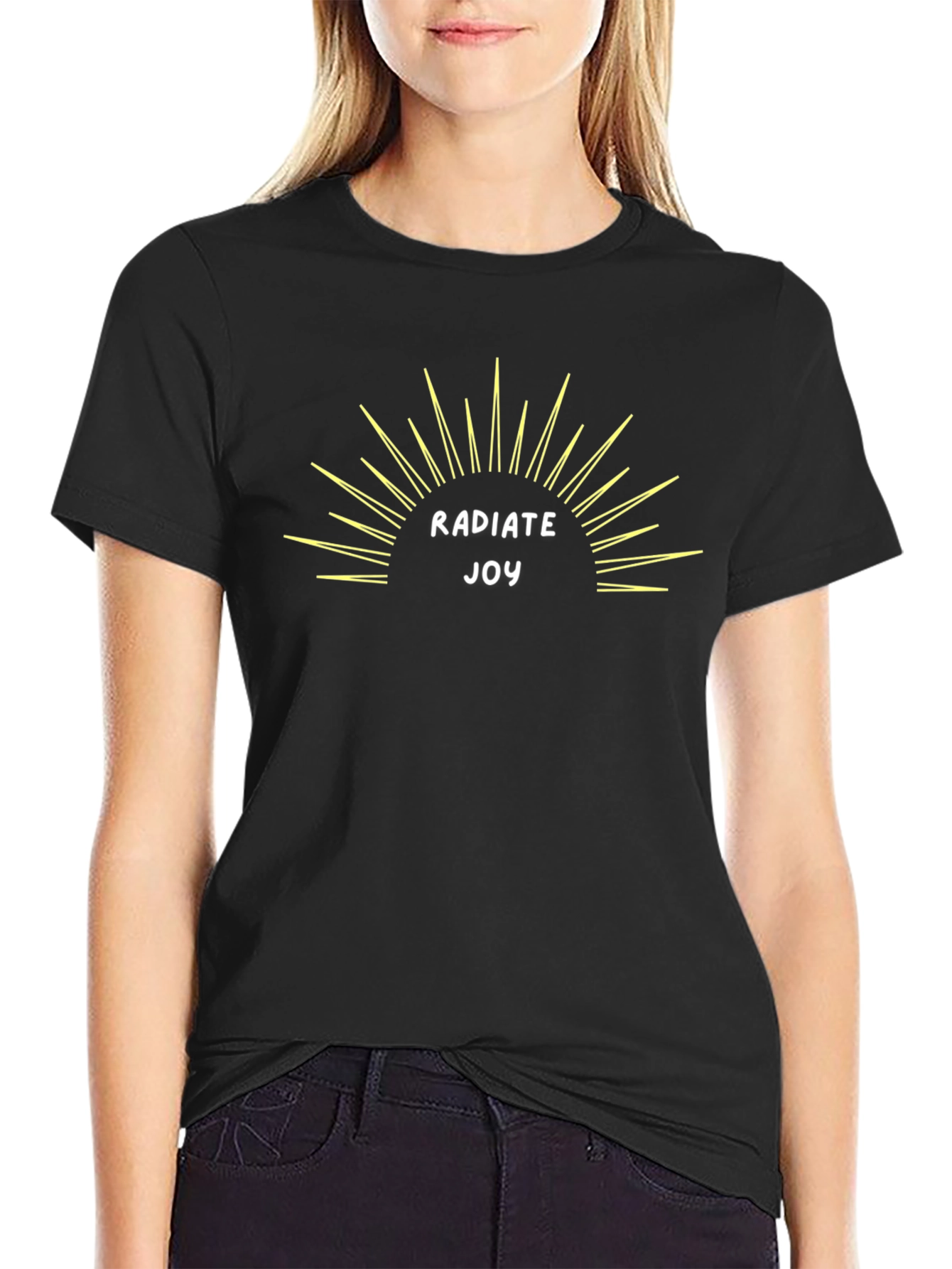 Radiate Joy Graphic Tee - Black Cotton T-Shirt