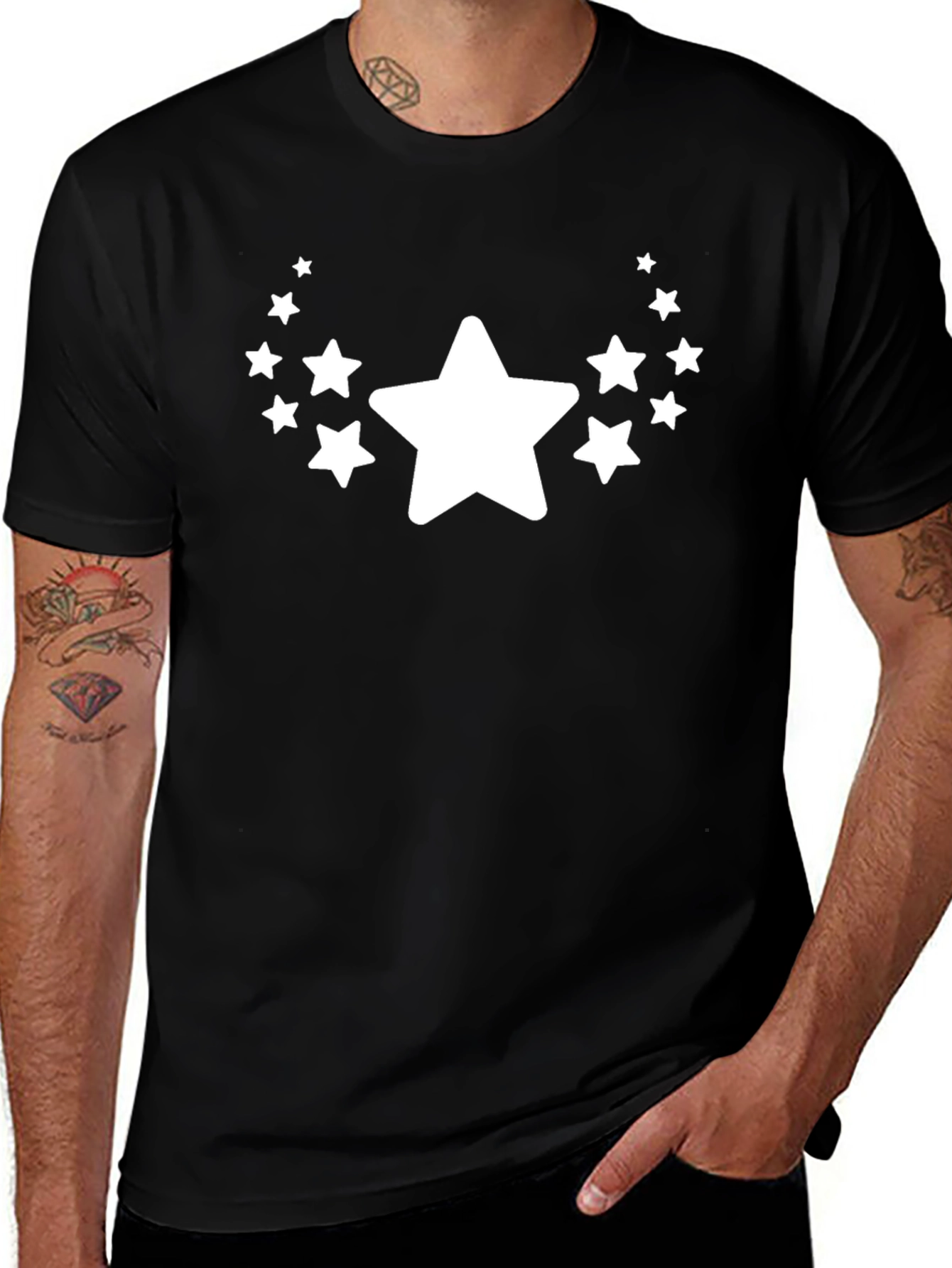 Starry Night Tee - Black Crew Neck T-Shirt
