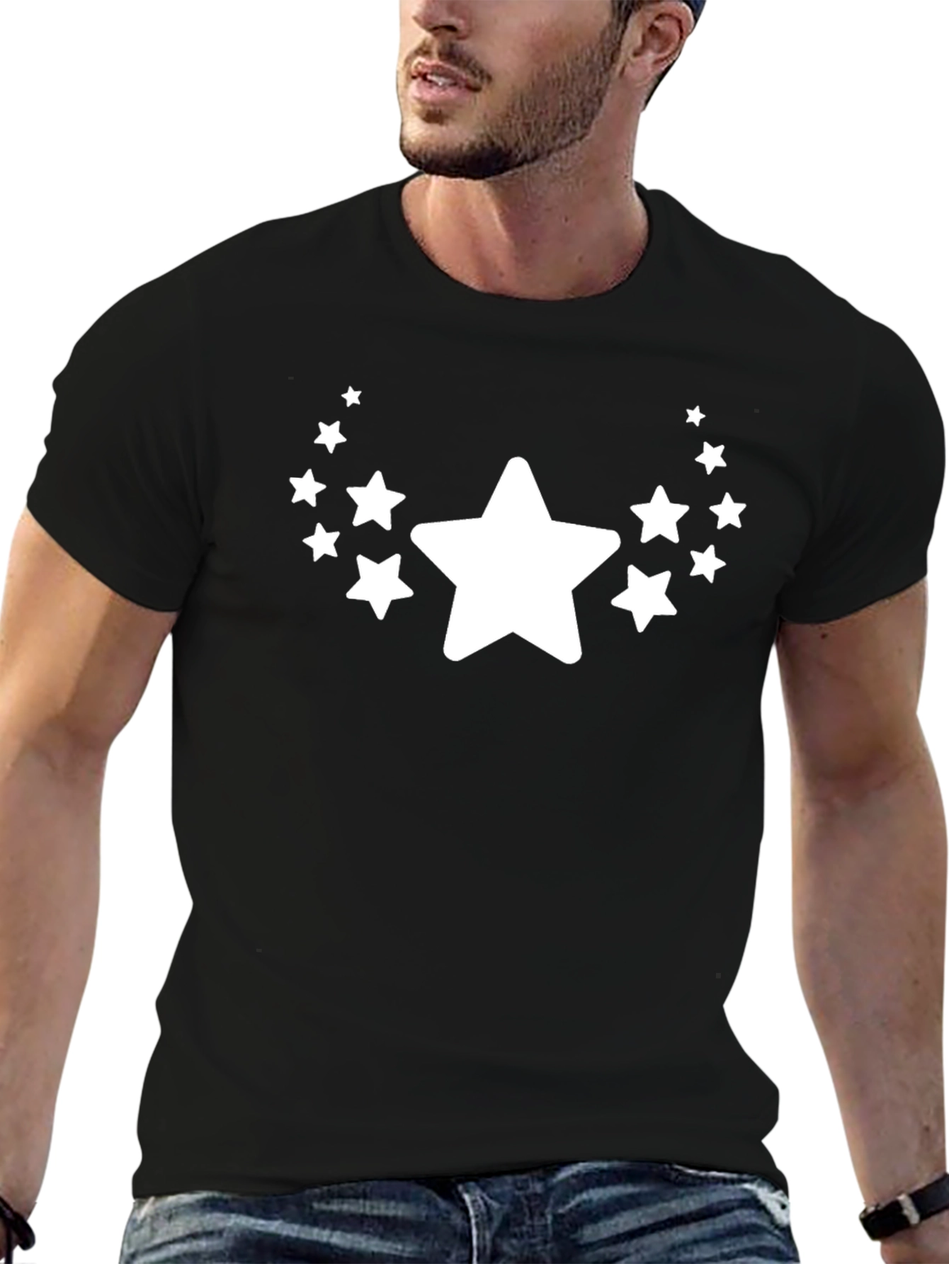Starry Night Tee - Black Crew Neck T-Shirt