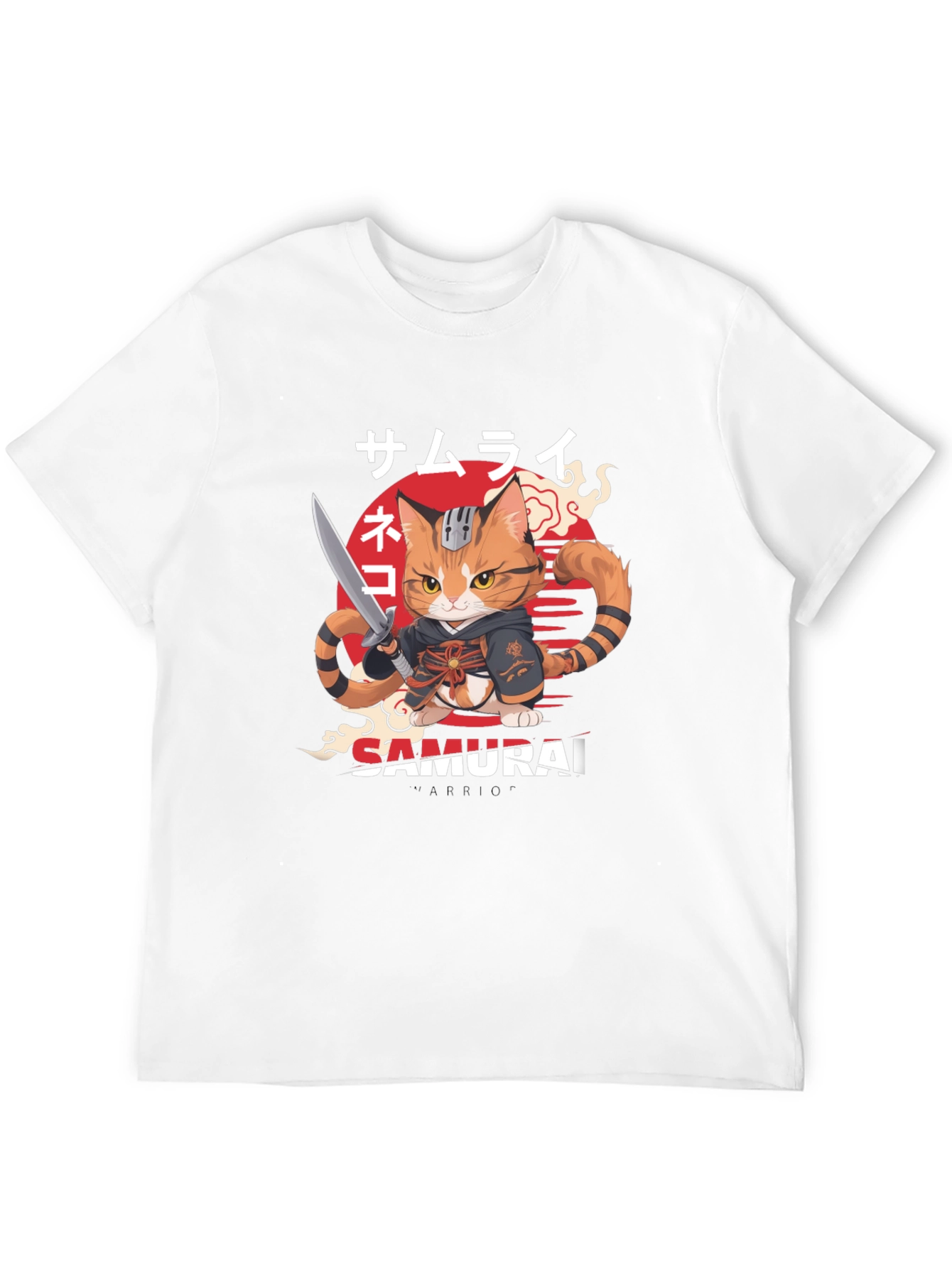 Samurai Cat Warrior Graphic T-Shirt