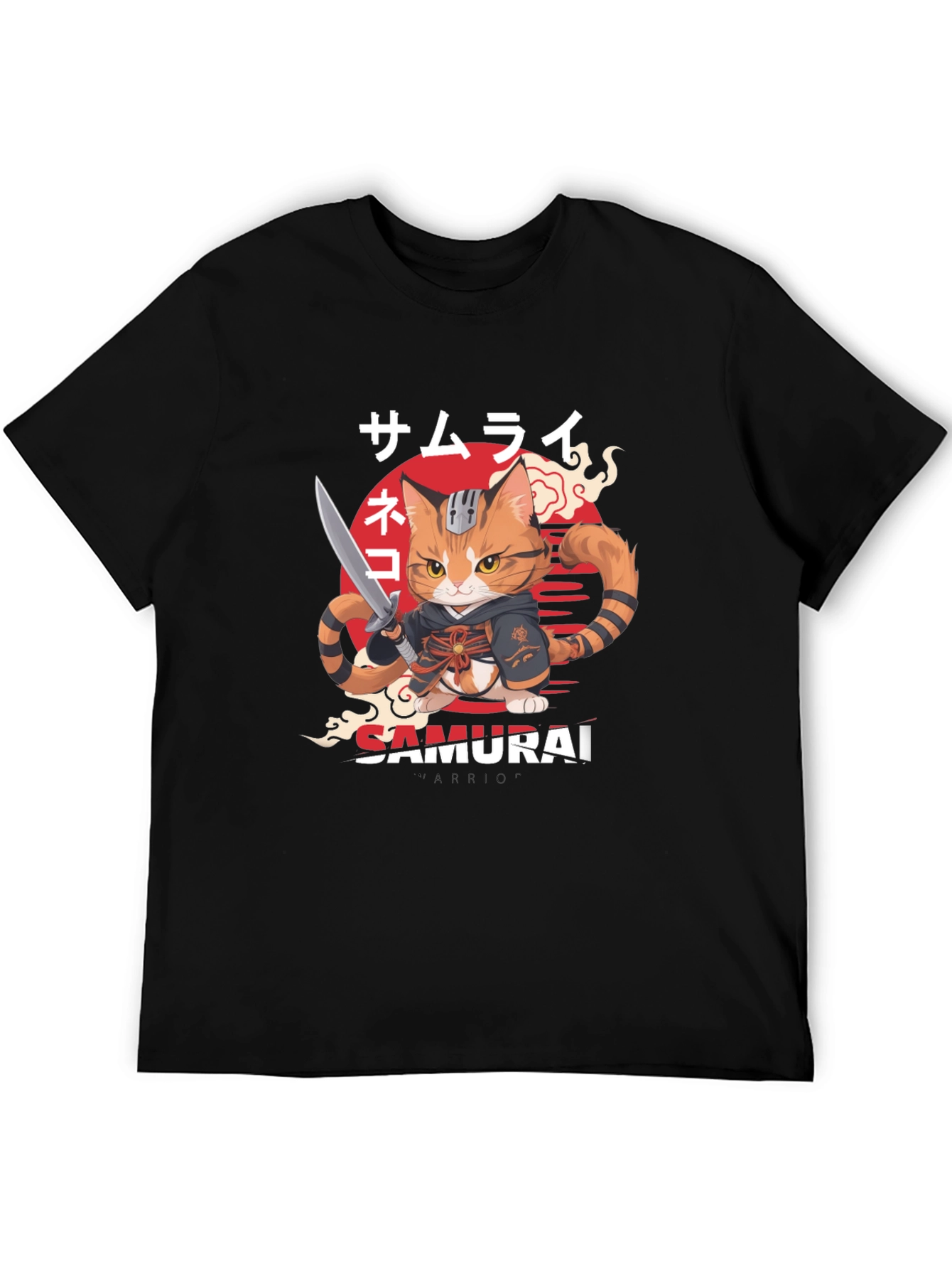 Samurai Cat Warrior Graphic T-Shirt