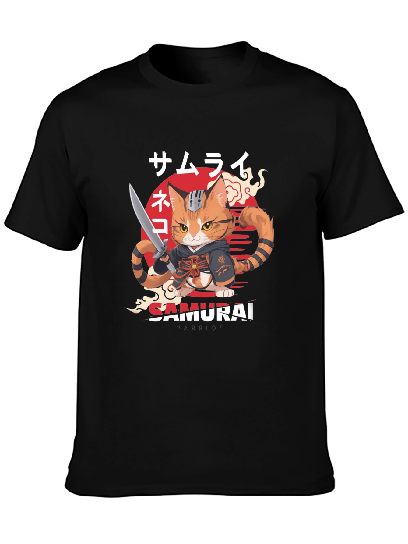 Samurai Cat Warrior Graphic T-Shirt