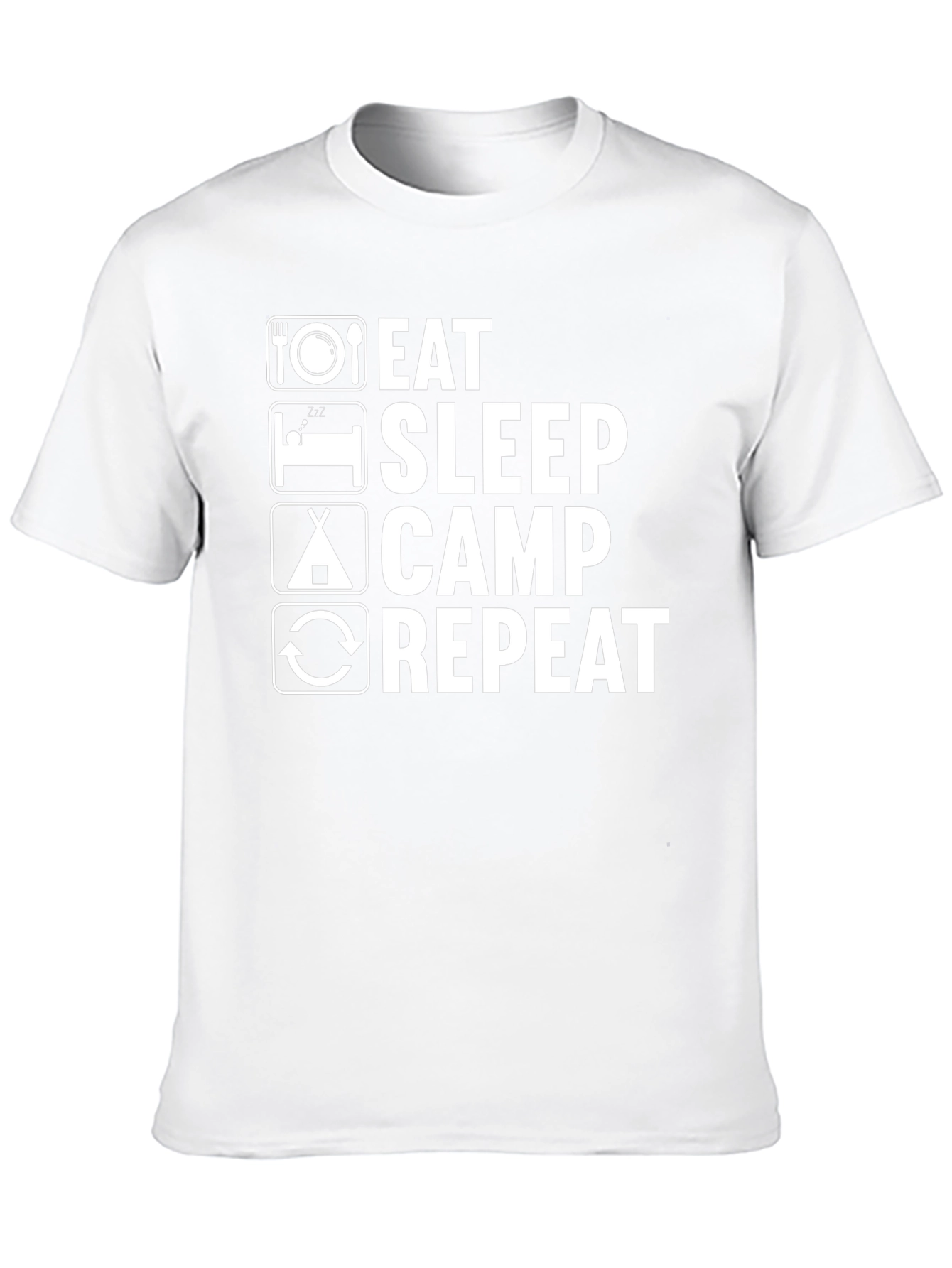 Eat Sleep Camp Repeat T-Shirt - Black Camping Tee