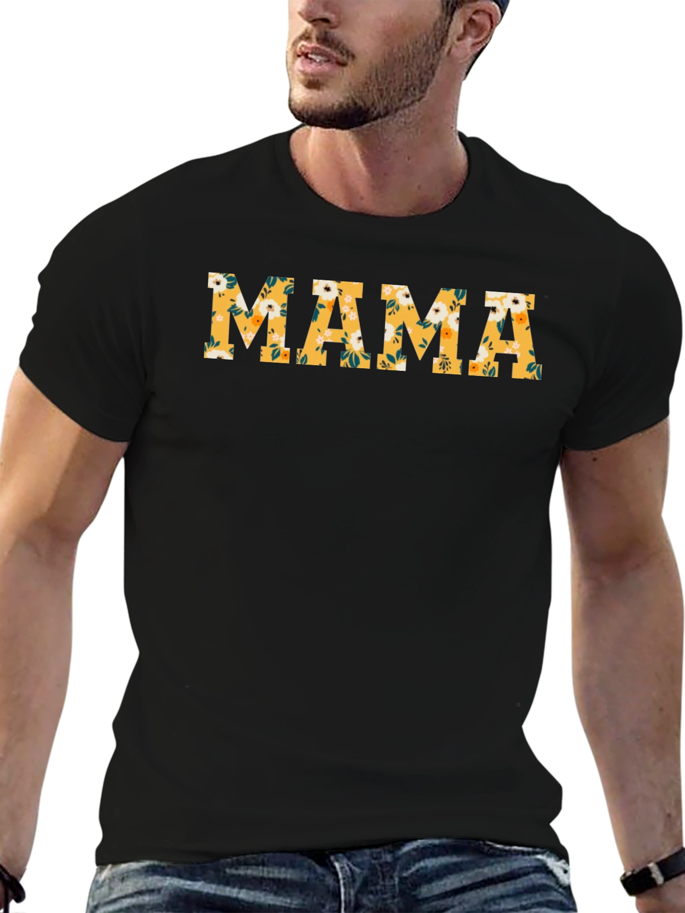 Floral Mama Graphic T-Shirt - Black Cotton Tee