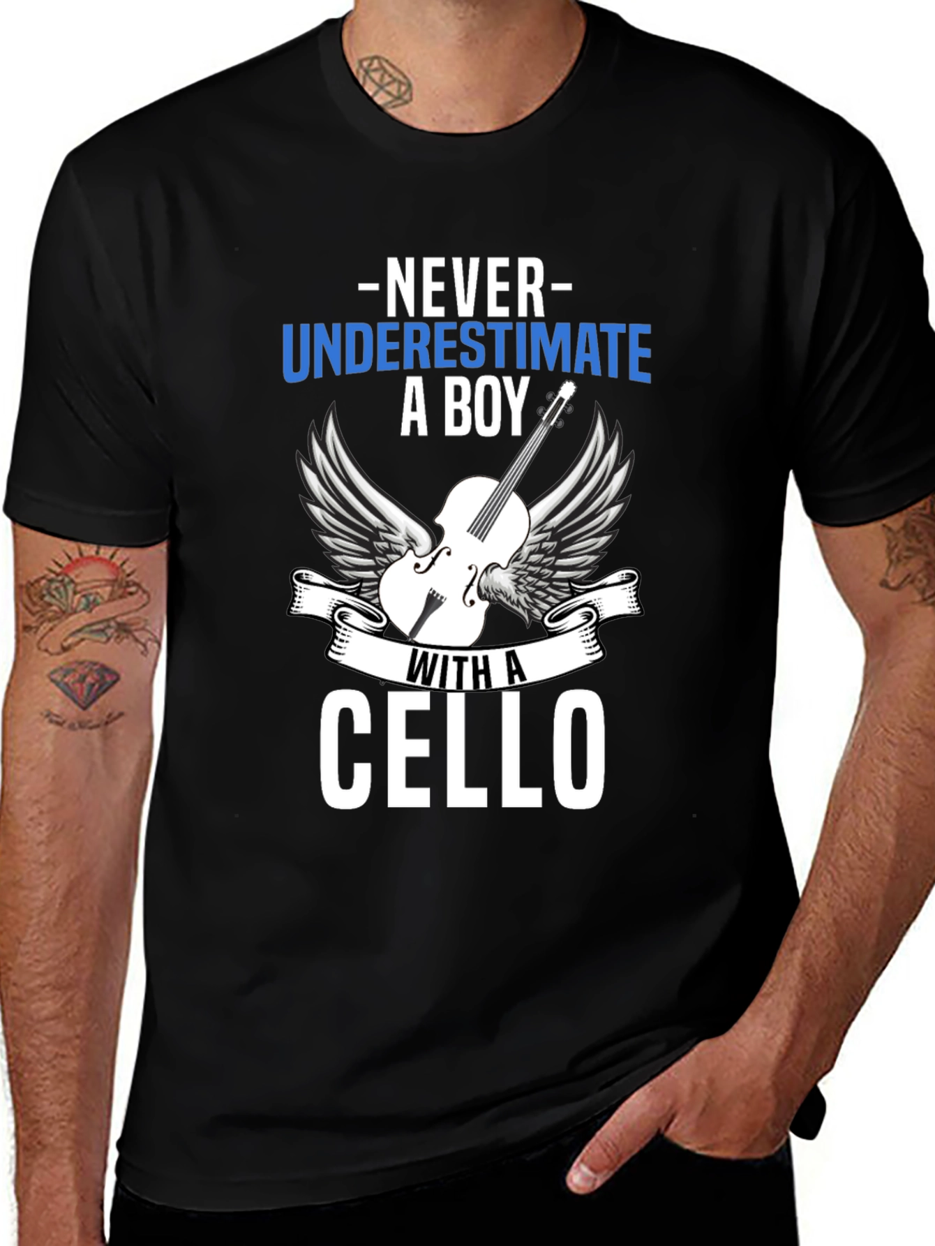 Never Underestimate Boy Cello T-Shirt