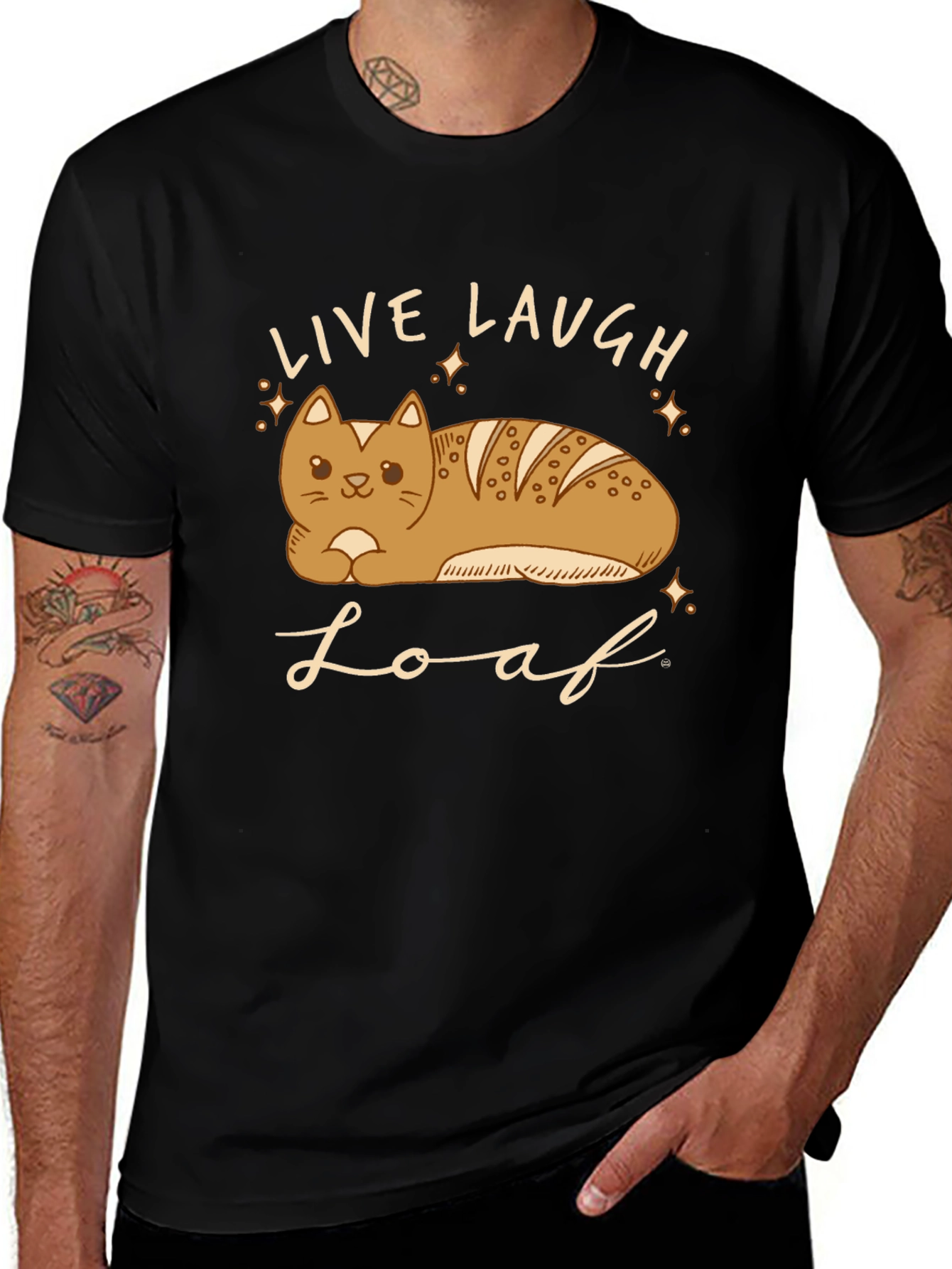 Live Laugh Loaf T-Shirt - Cat Bread Funny Tee