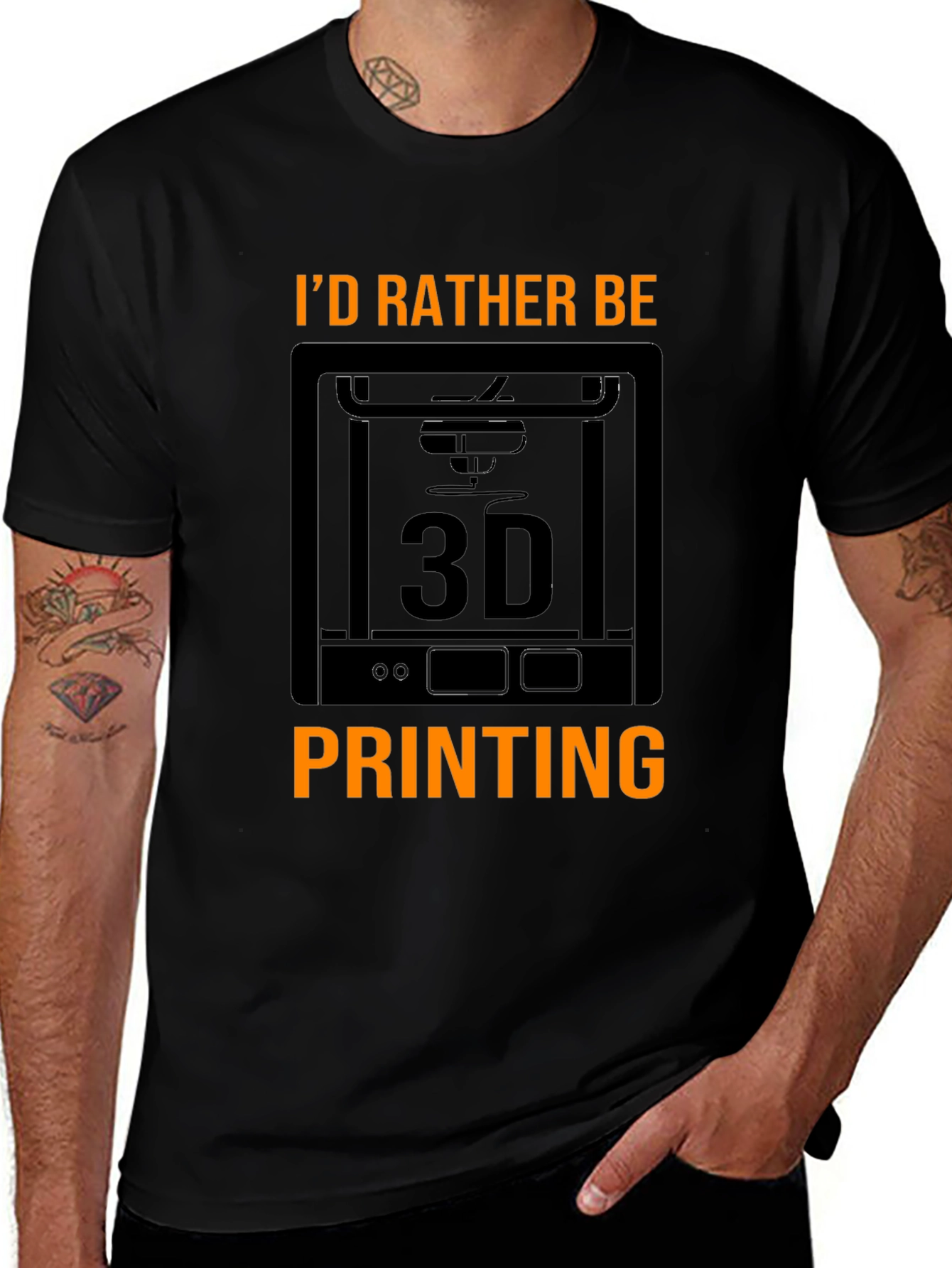 Id Rather Be 3D Printing Black T-Shirt