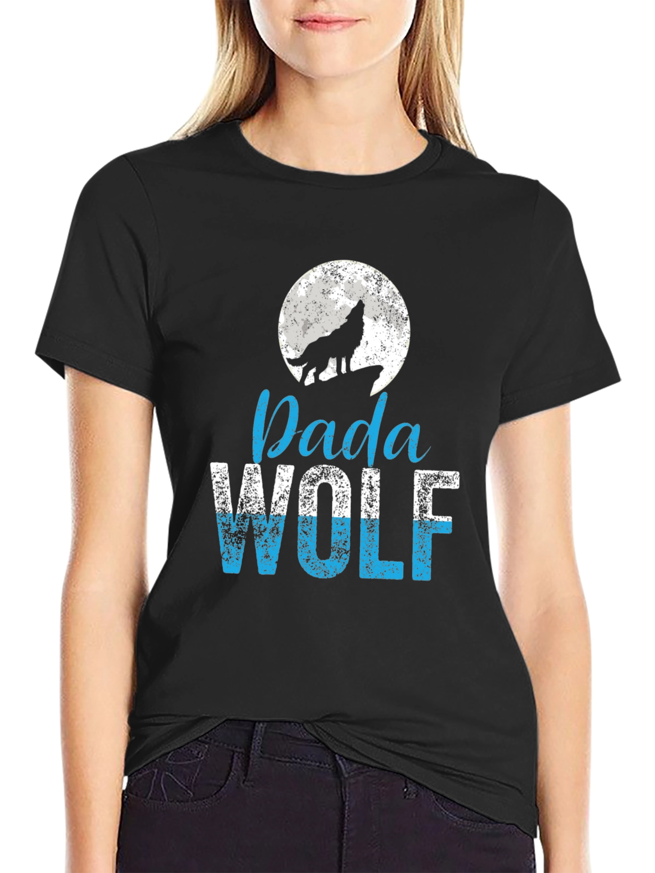 Dada Wolf T-Shirt - Moon Howling Wolf Design
