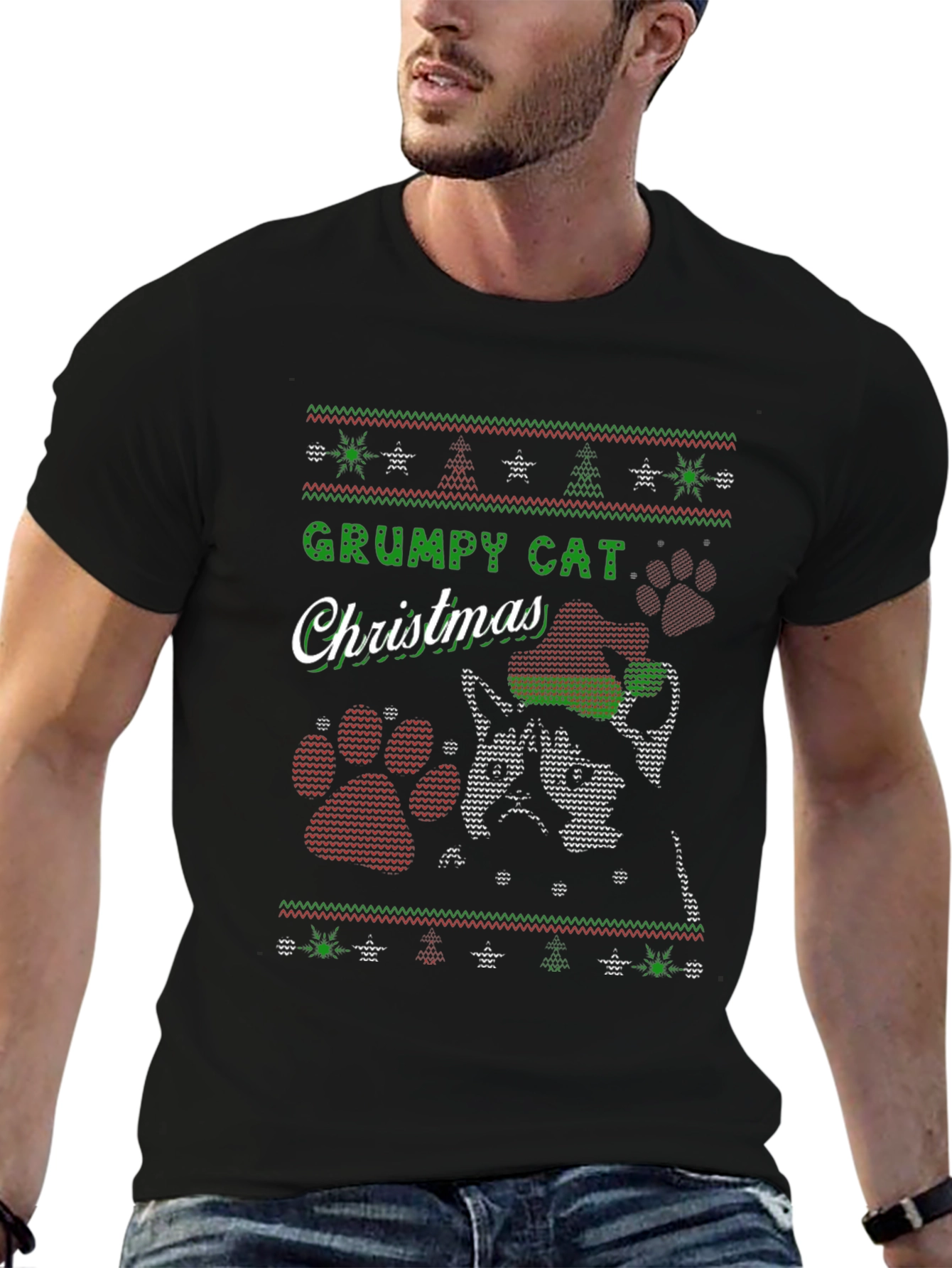 Grumpy Cat Christmas Ugly Sweater T-Shirt