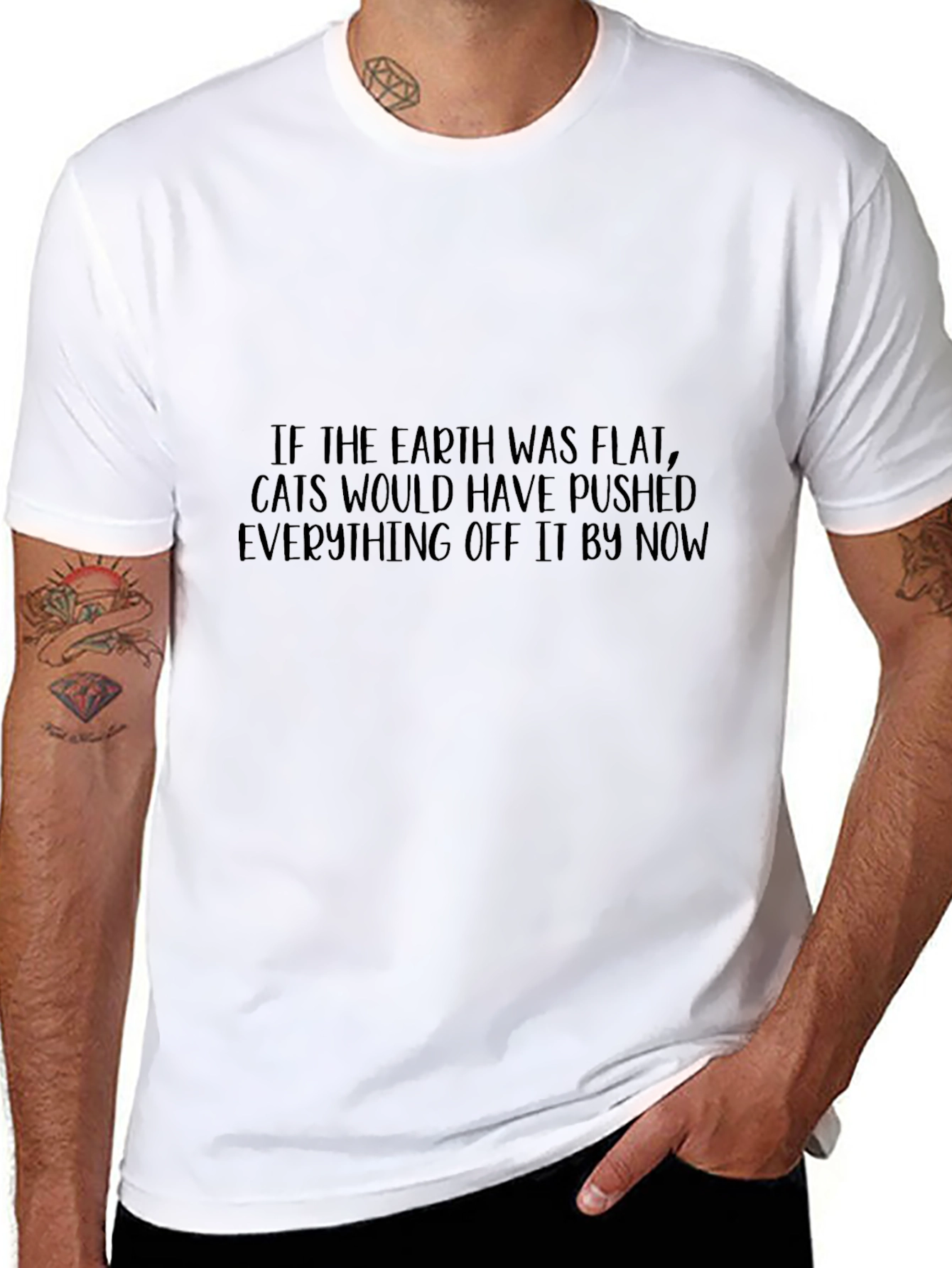 Flat Earth Cat T-Shirt - Funny Novelty Tee