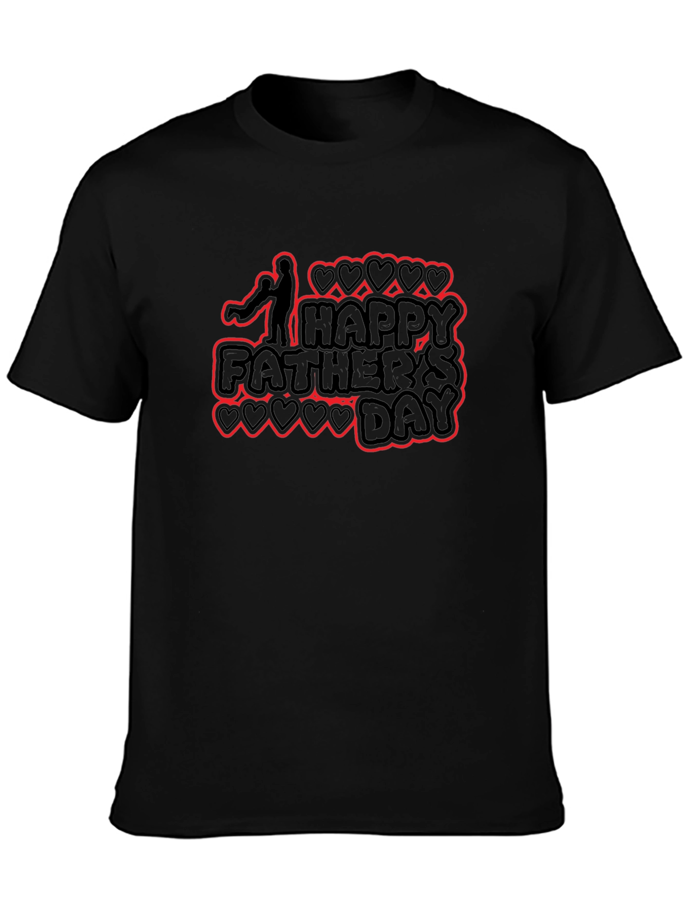 Happy Fathers Day Black Graphic T-Shirt