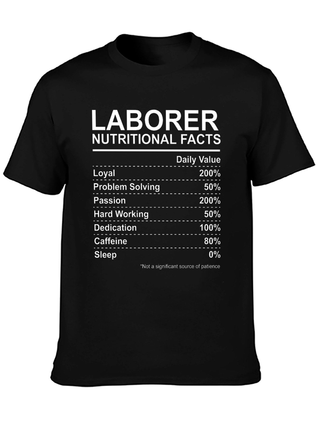 Laborer Nutritional Facts Graphic Tee
