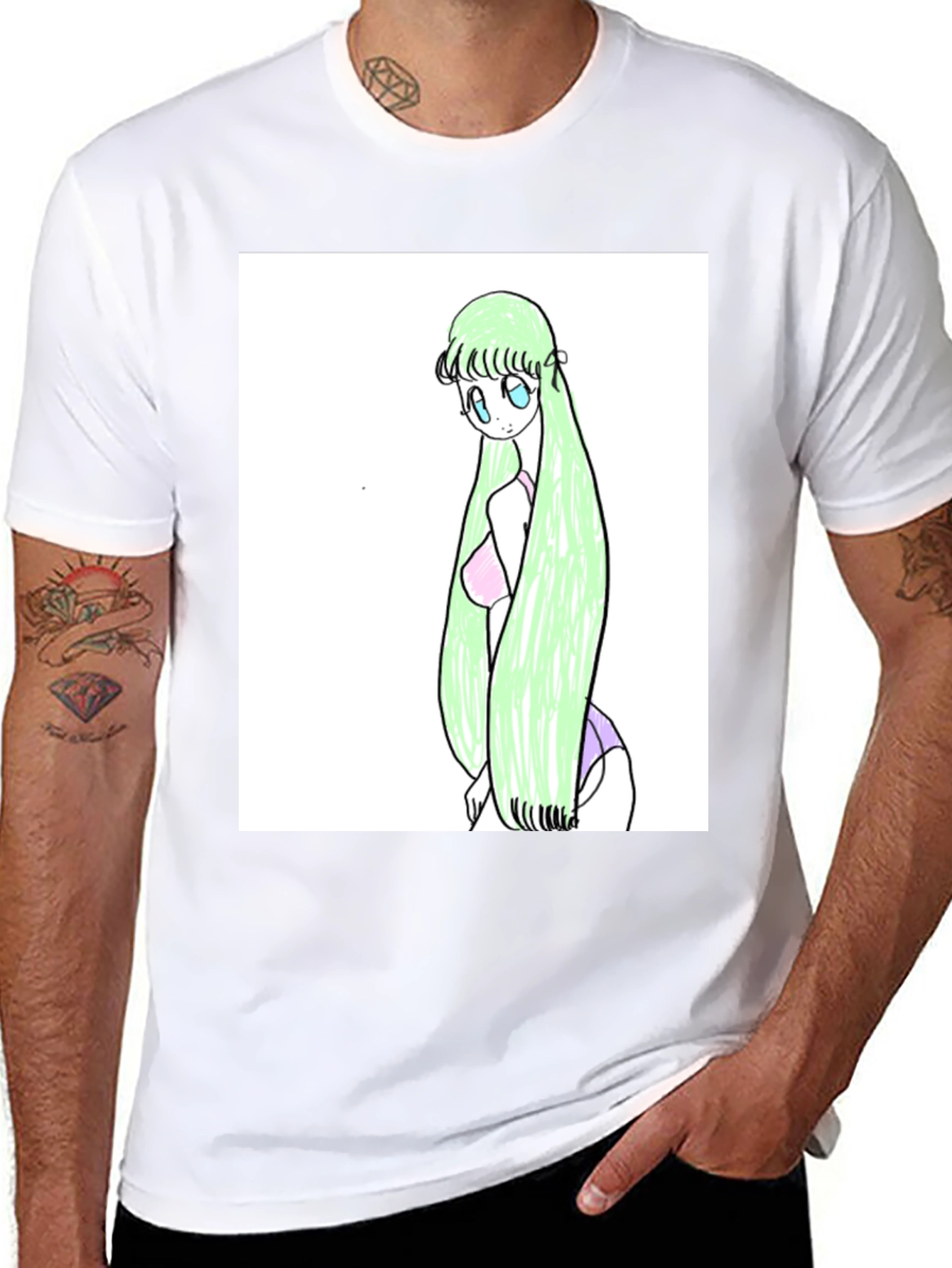 Anime Girl Graphic Tee - Black Cotton T-Shirt