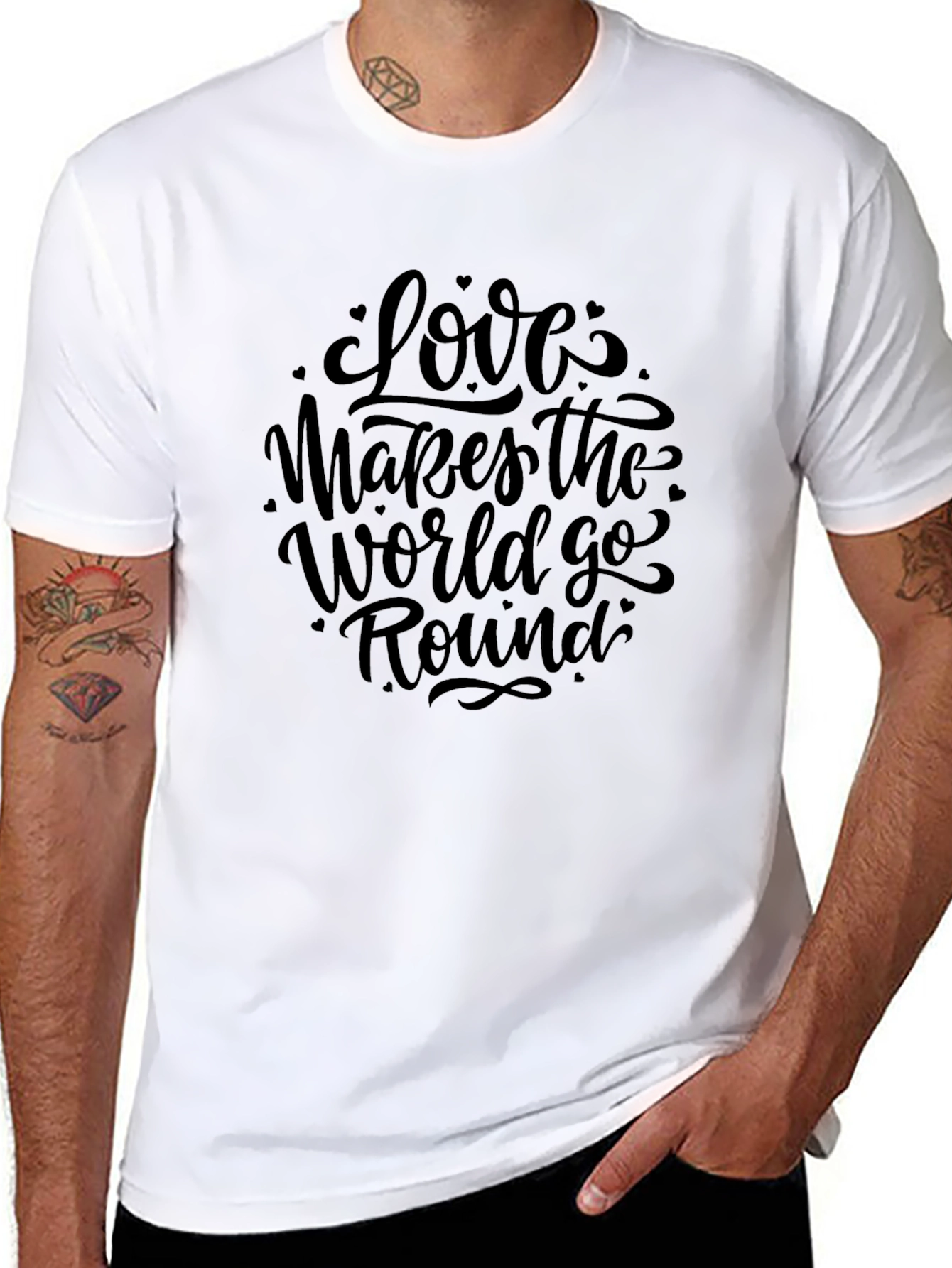 Love Makes the World Go Round Black T-Shirt
