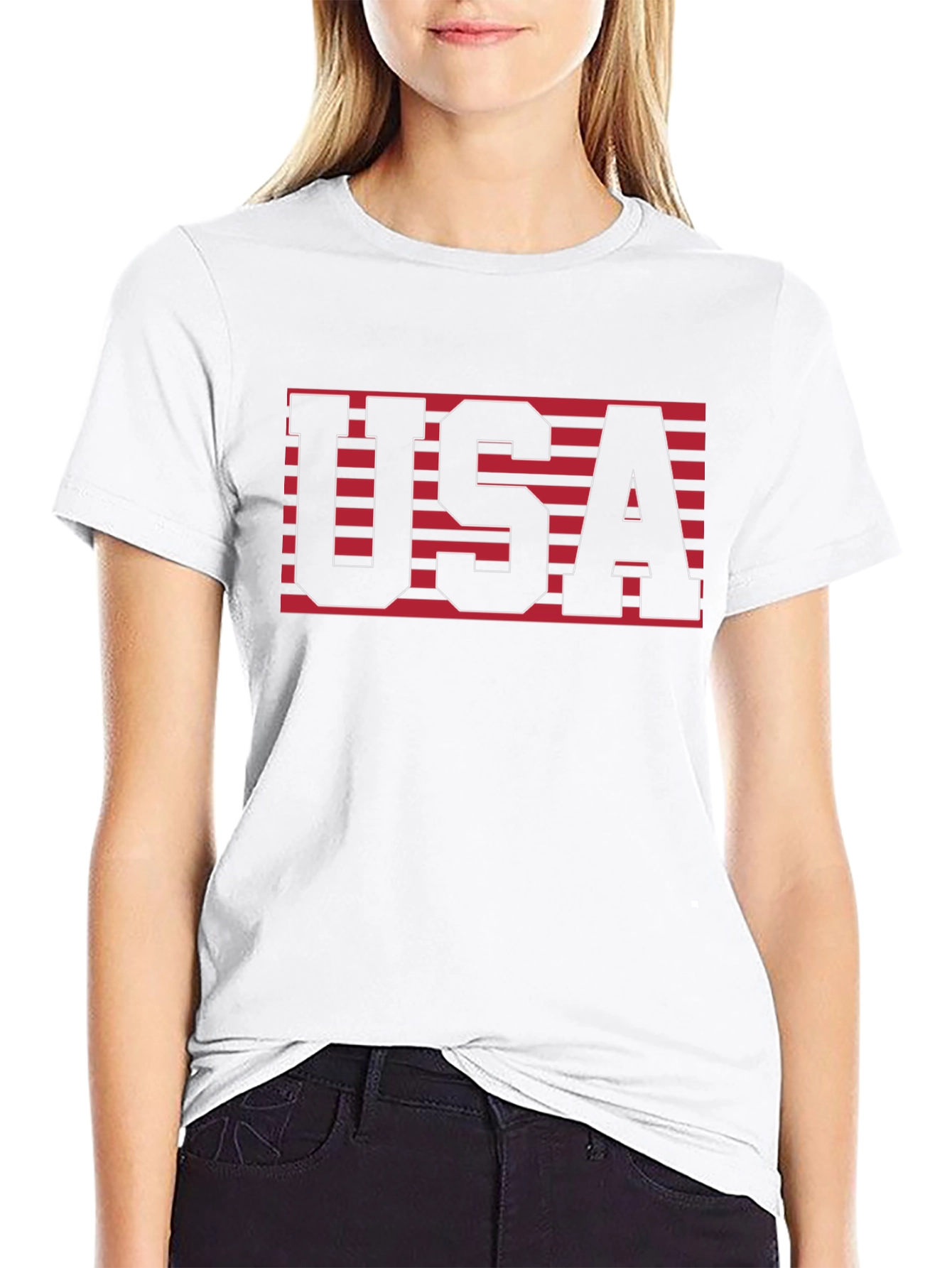 USA Graphic Tee - Patriotic Stripes