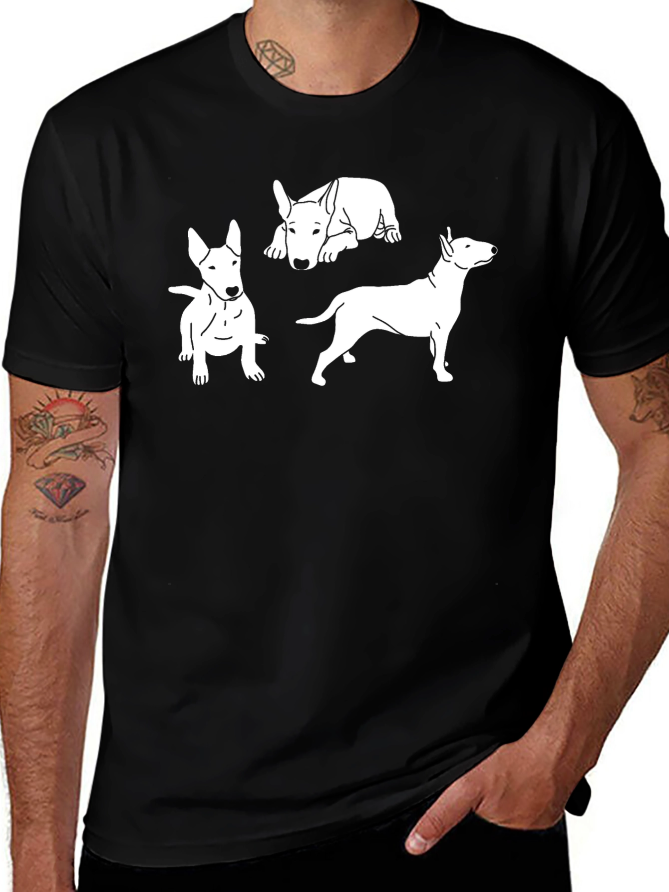 Dog Breed Print Black T-Shirt