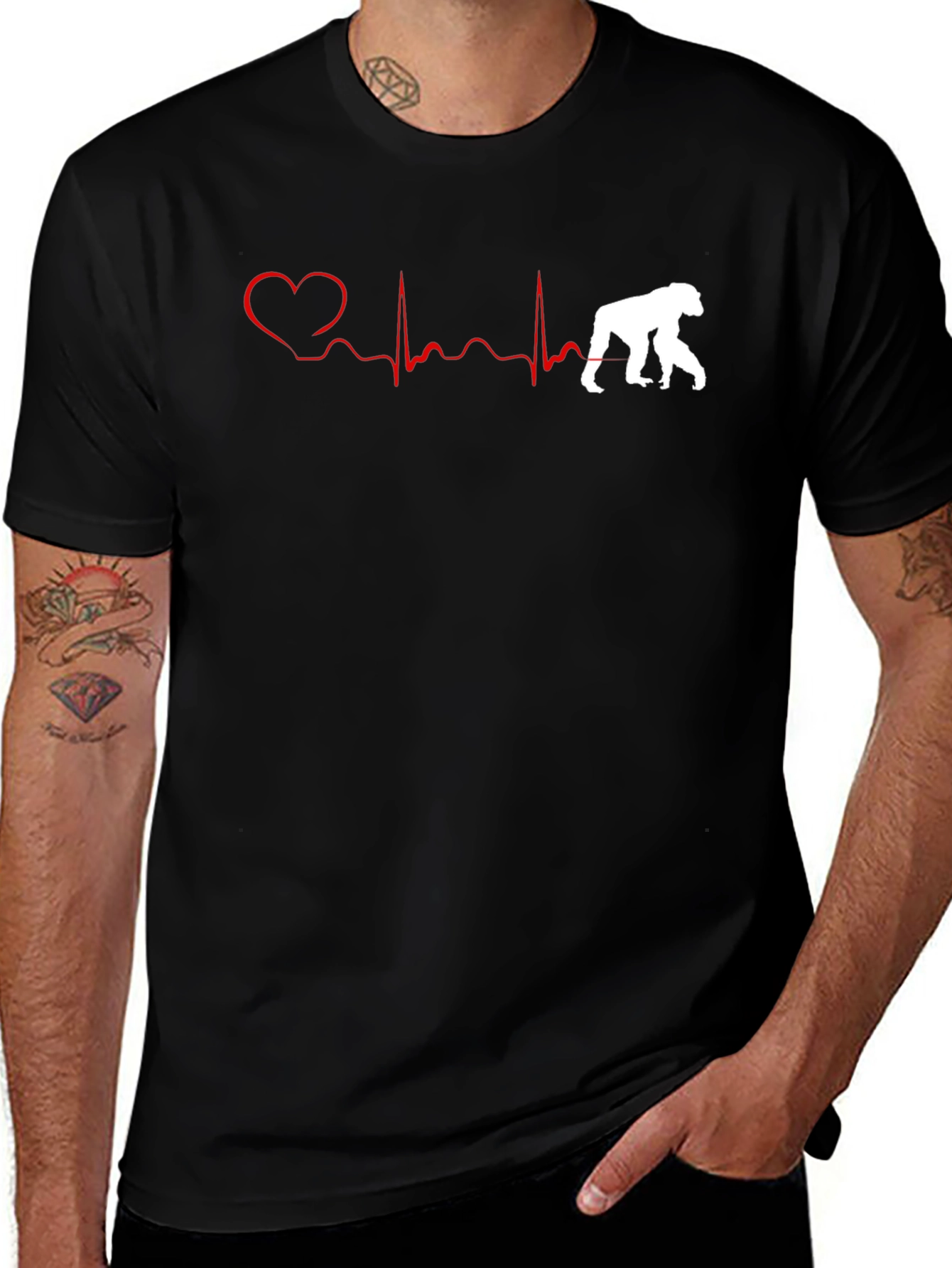 Gorilla Heartbeat T-Shirt - Animal Lover Tee