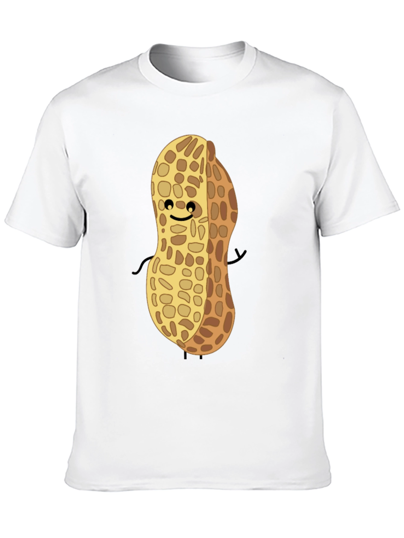 Cute Peanut Character Graphic T-Shirt - Black