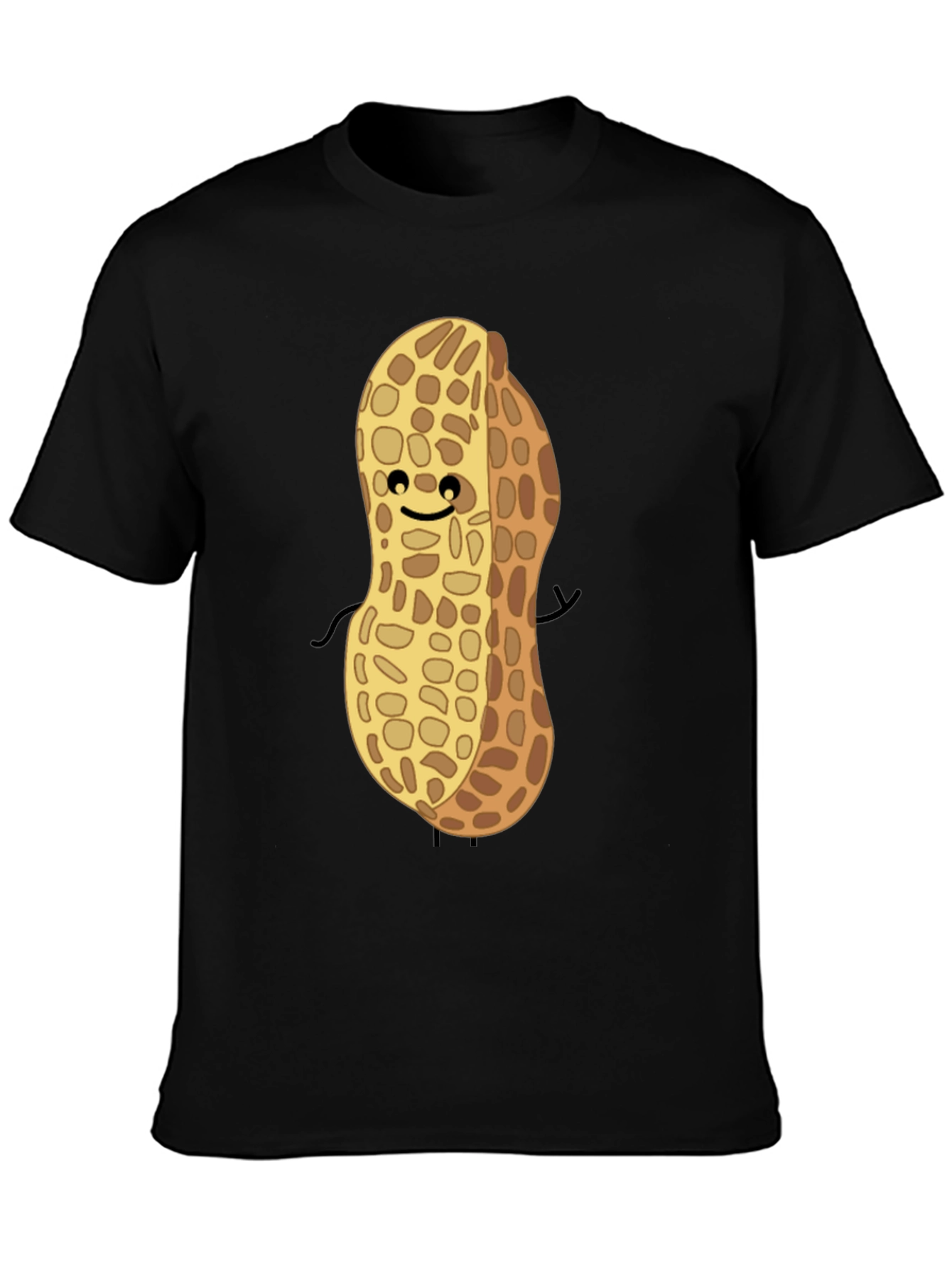 Cute Peanut Character Graphic T-Shirt - Black
