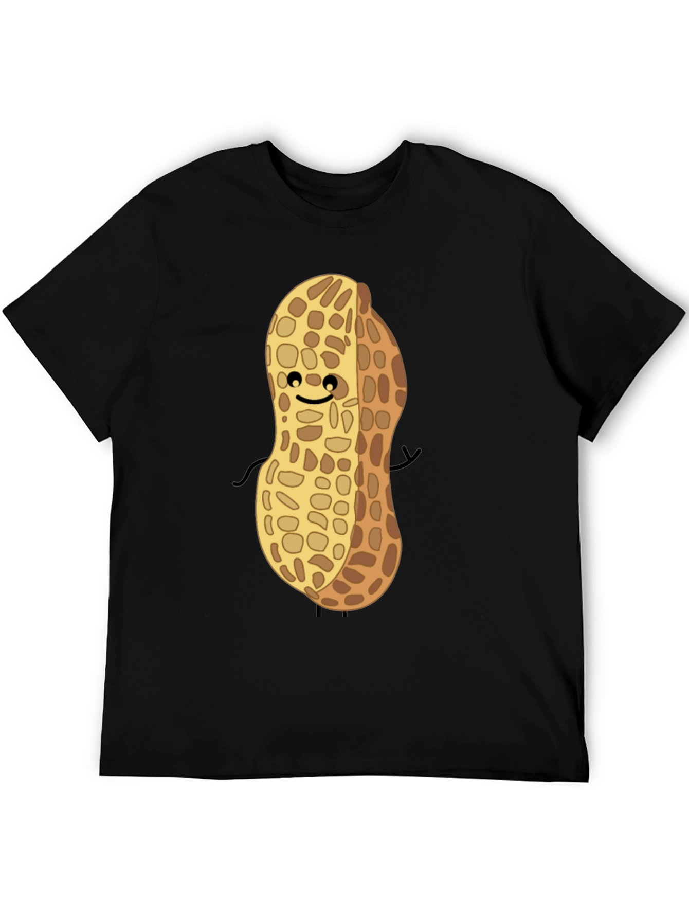 Cute Peanut Character Graphic T-Shirt - Black
