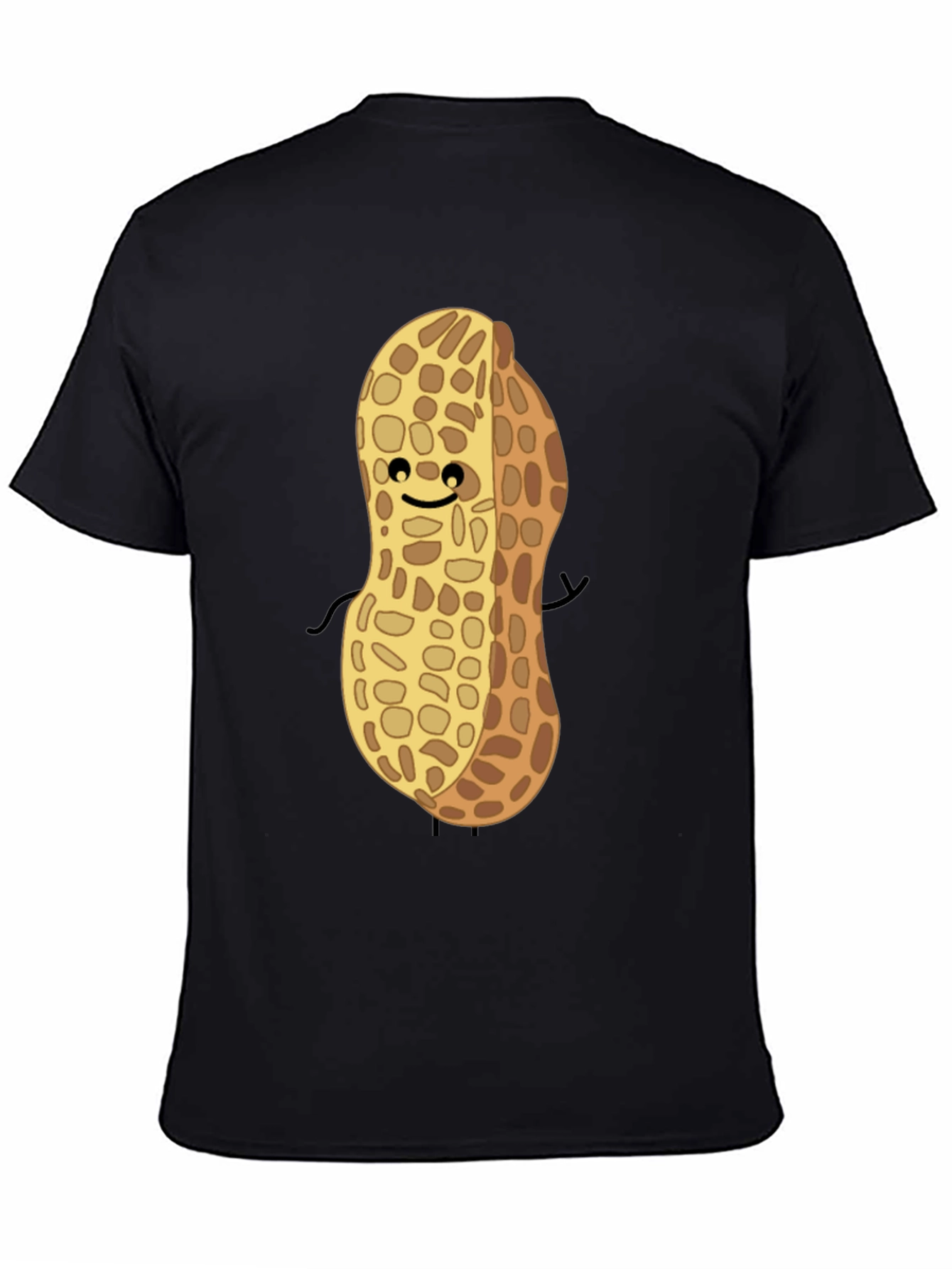 Cute Peanut Character Graphic T-Shirt - Black