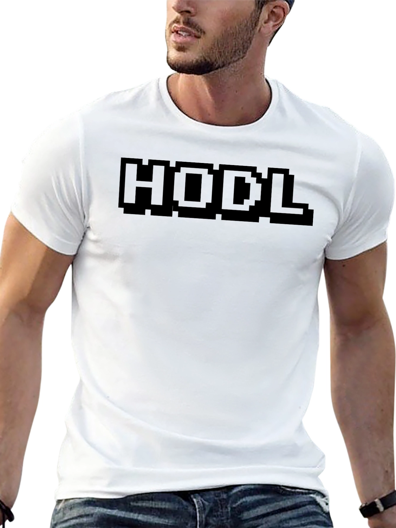 HODL Crypto Black Pixel Art Graphic T-Shirt