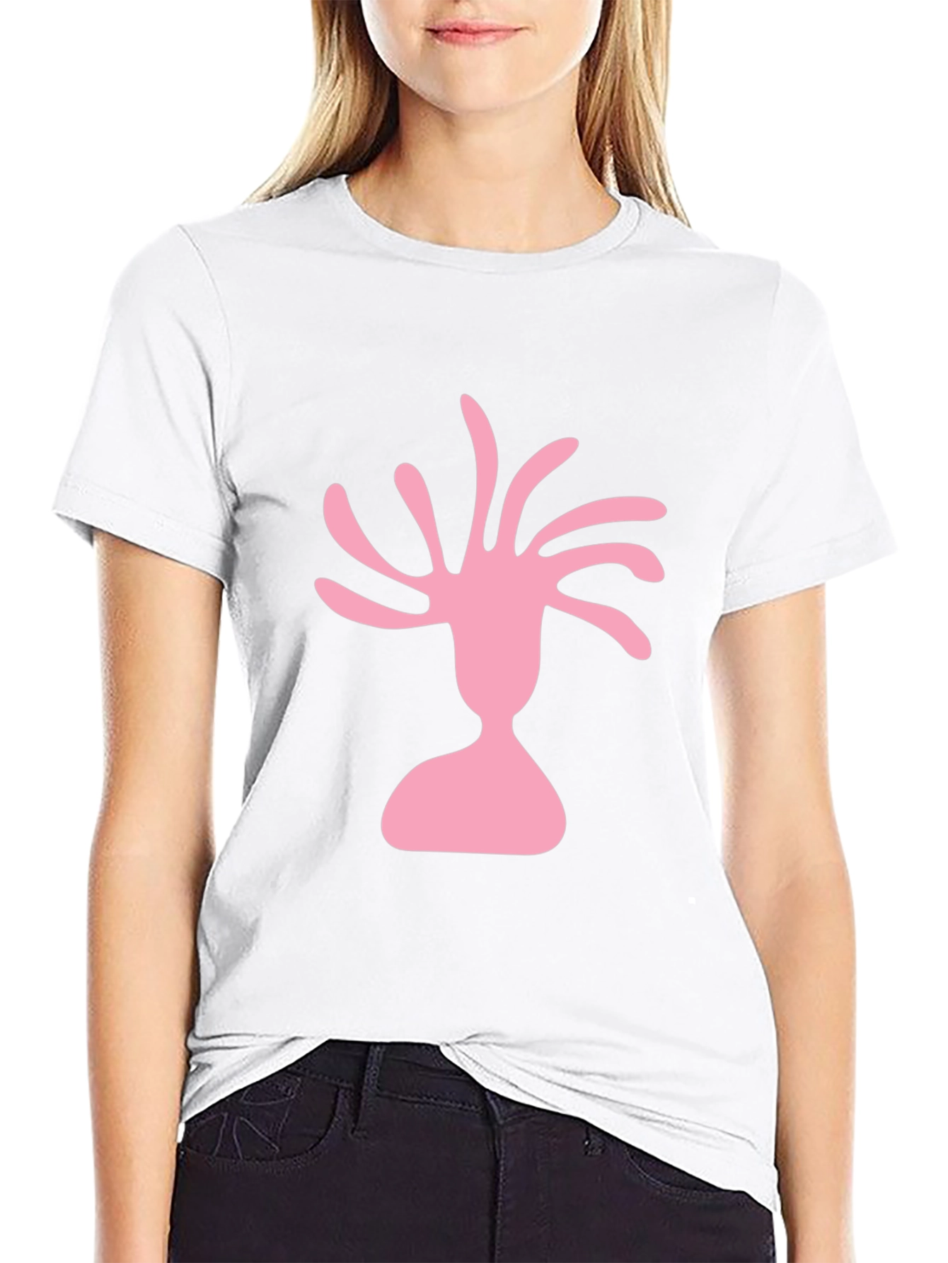 Pink Silhouette Graphic Black T-Shirt