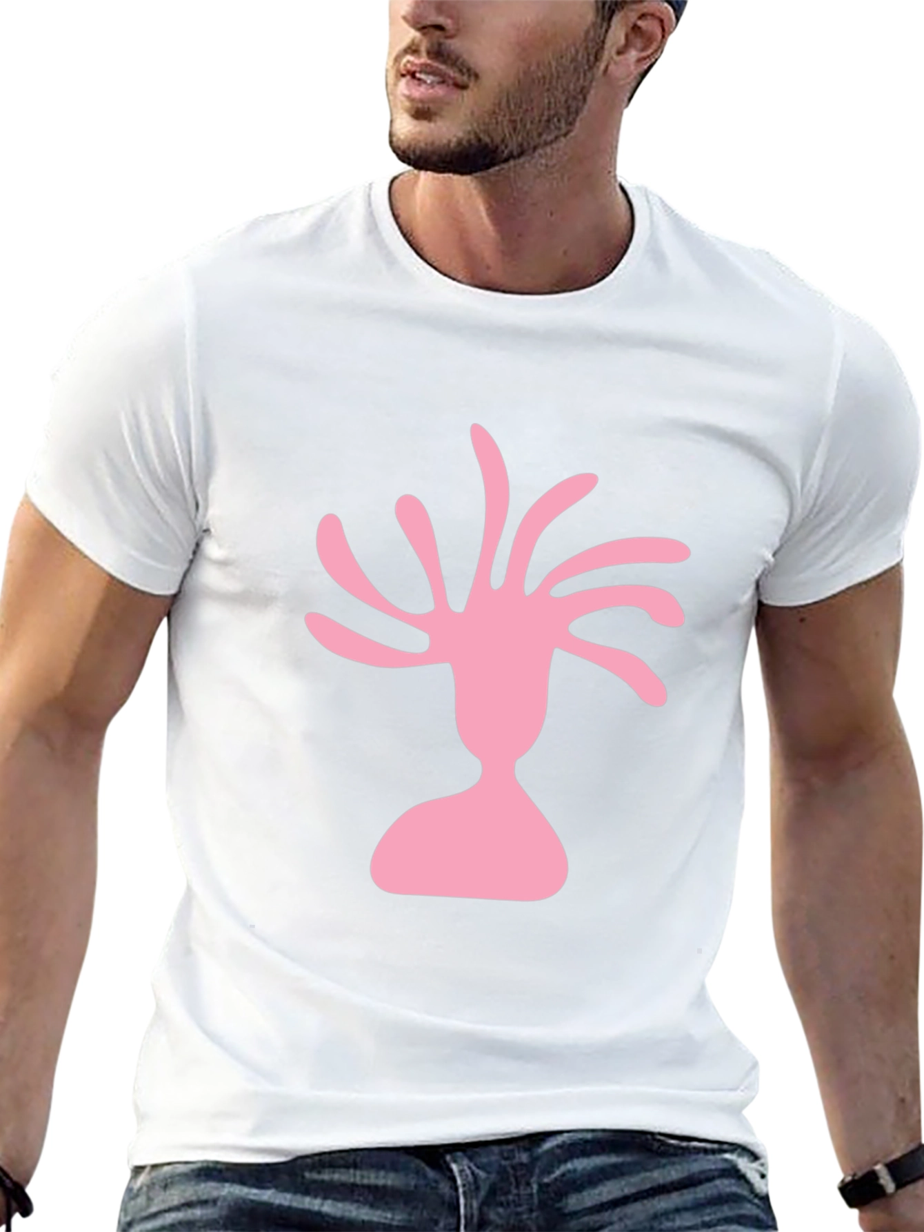 Pink Silhouette Graphic Black T-Shirt