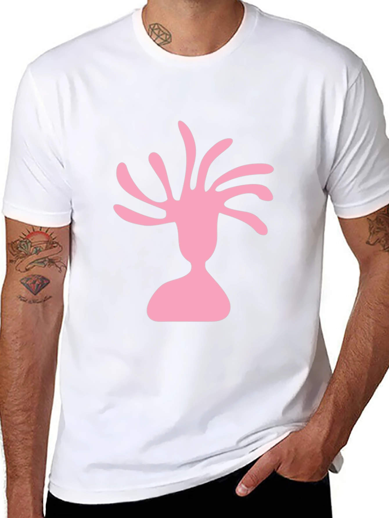Pink Silhouette Graphic Black T-Shirt