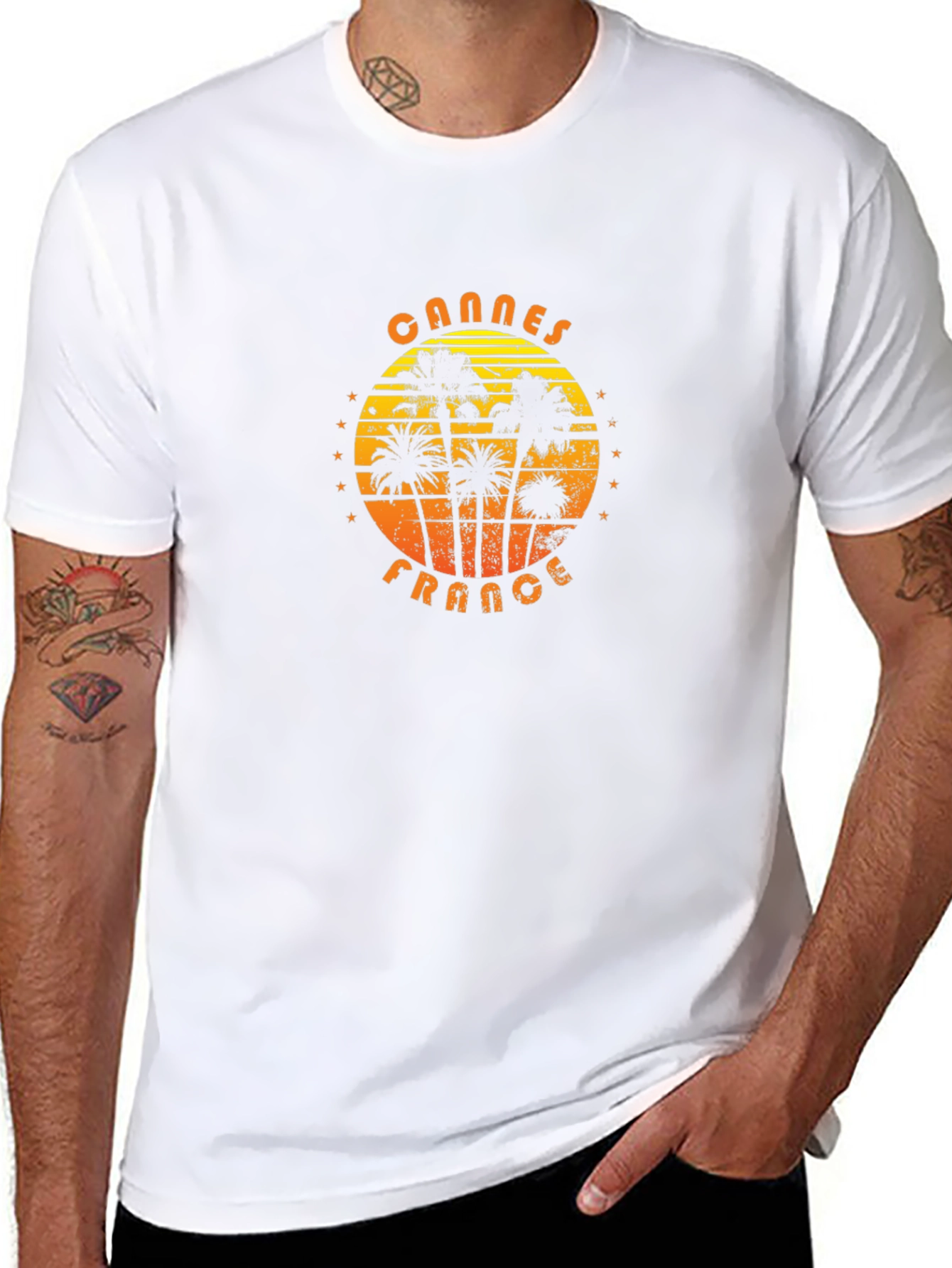 Cannes France Graphic T-Shirt - Palm Tree Design