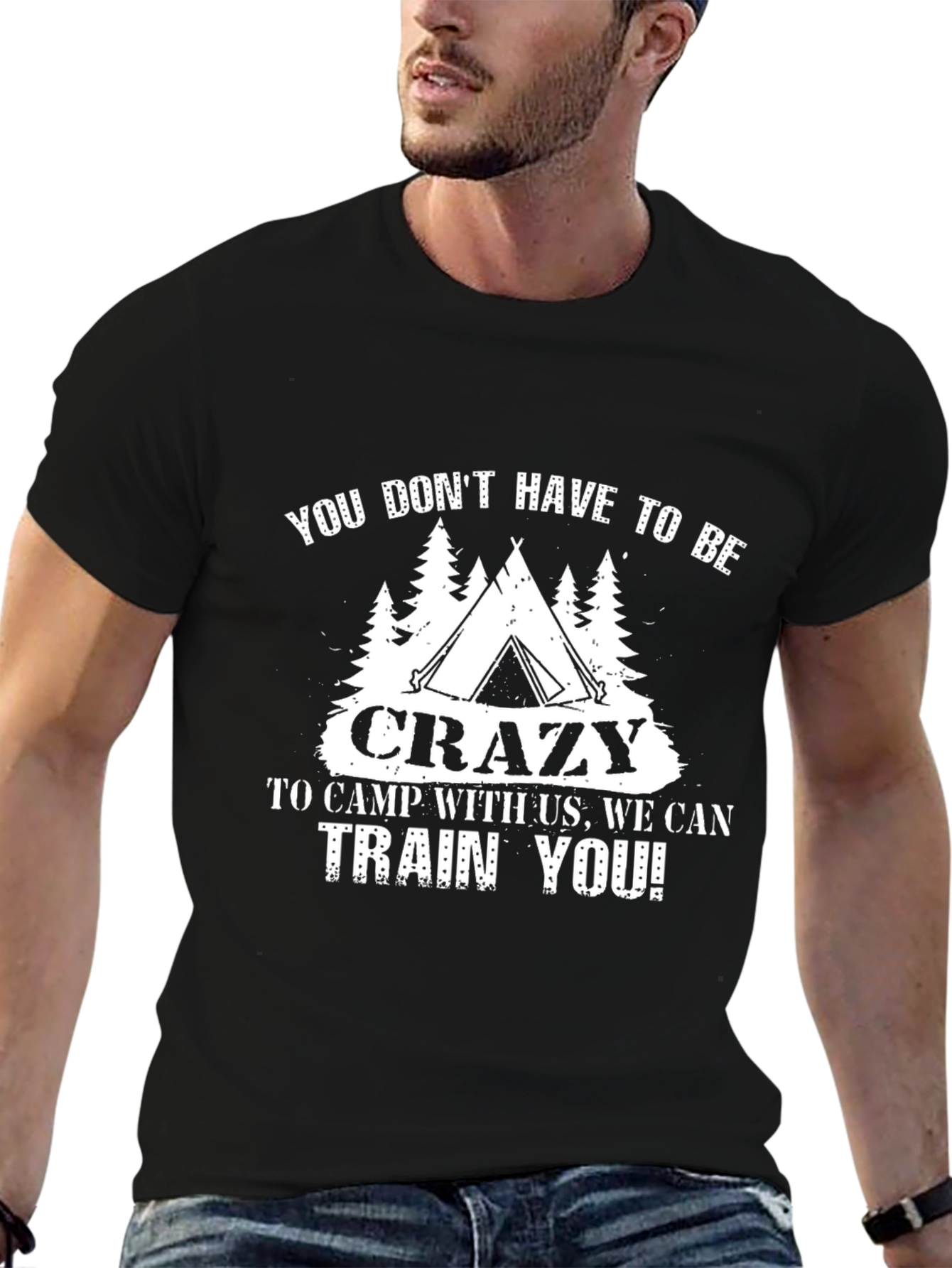 Crazy Camp Training T-Shirt - Mens Black Graphic Tee