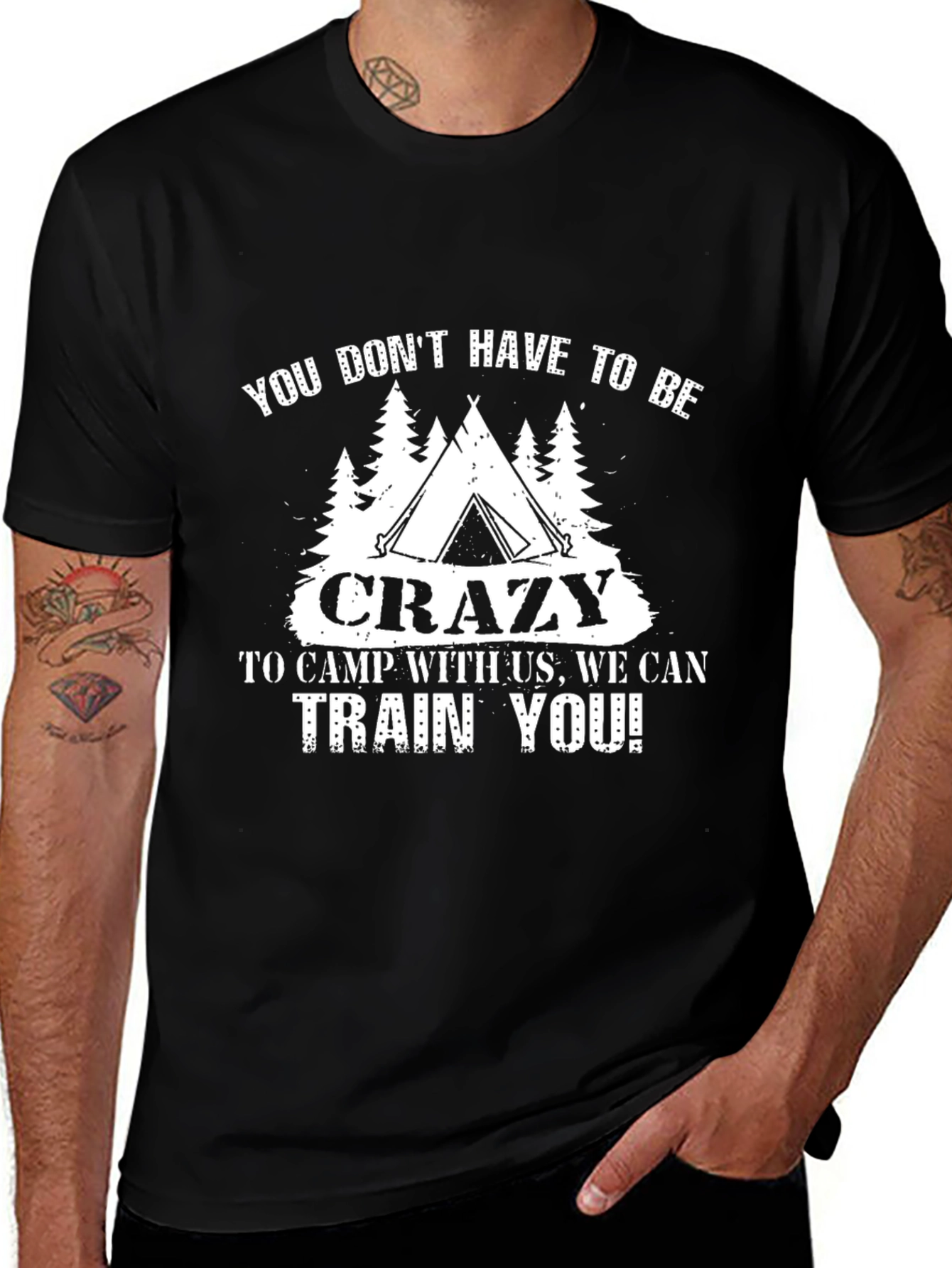 Crazy Camp Training T-Shirt - Mens Black Graphic Tee