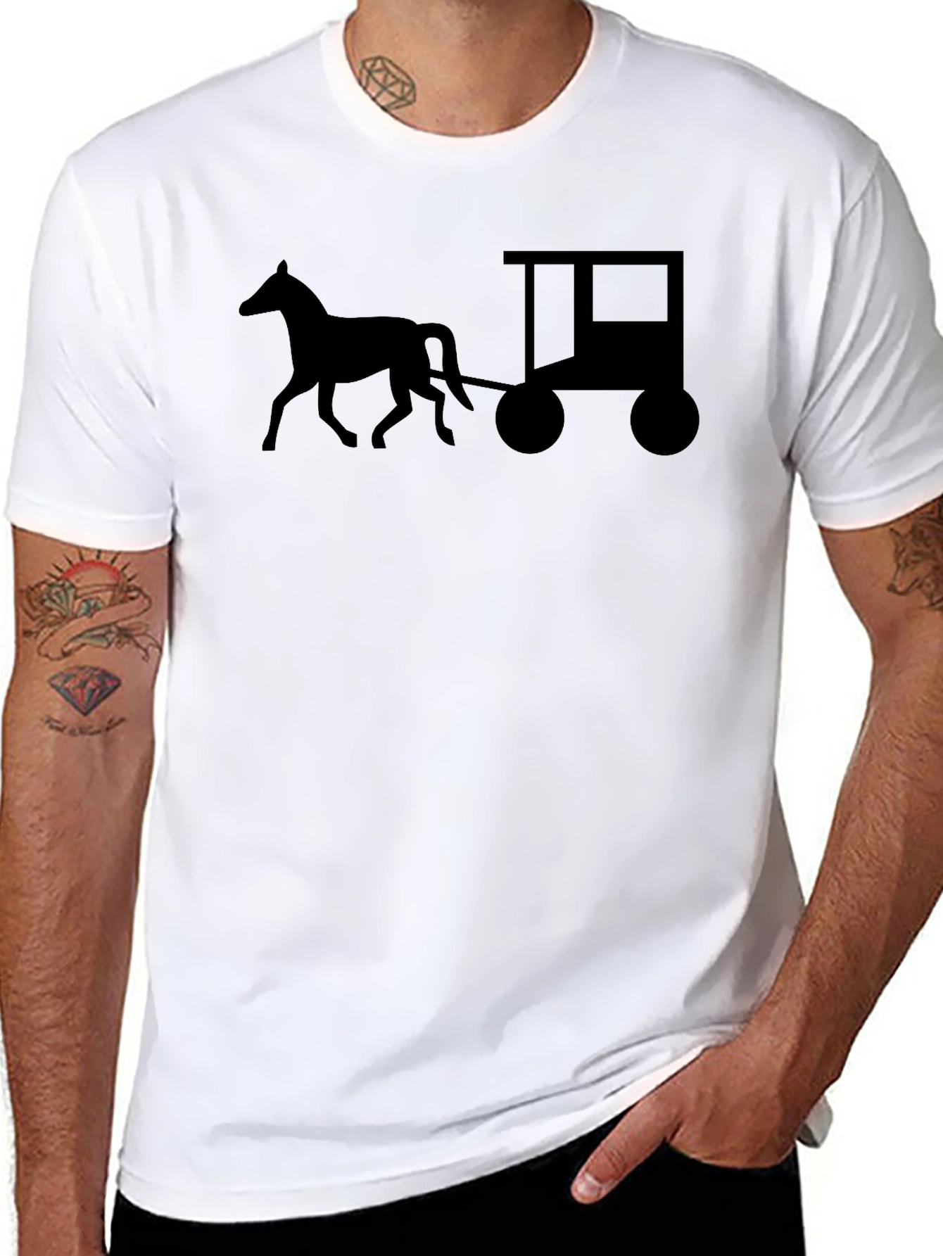Horse and Cart T-Shirt - Black Graphic Tee