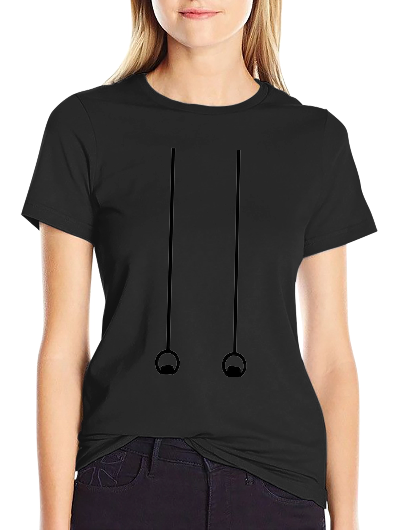 Gymnastics Rings Graphic Tee - Black Cotton T-Shirt