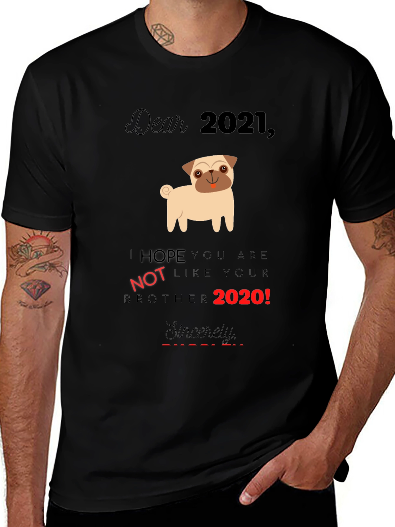 Dear 2021 Pug Graphic Tee