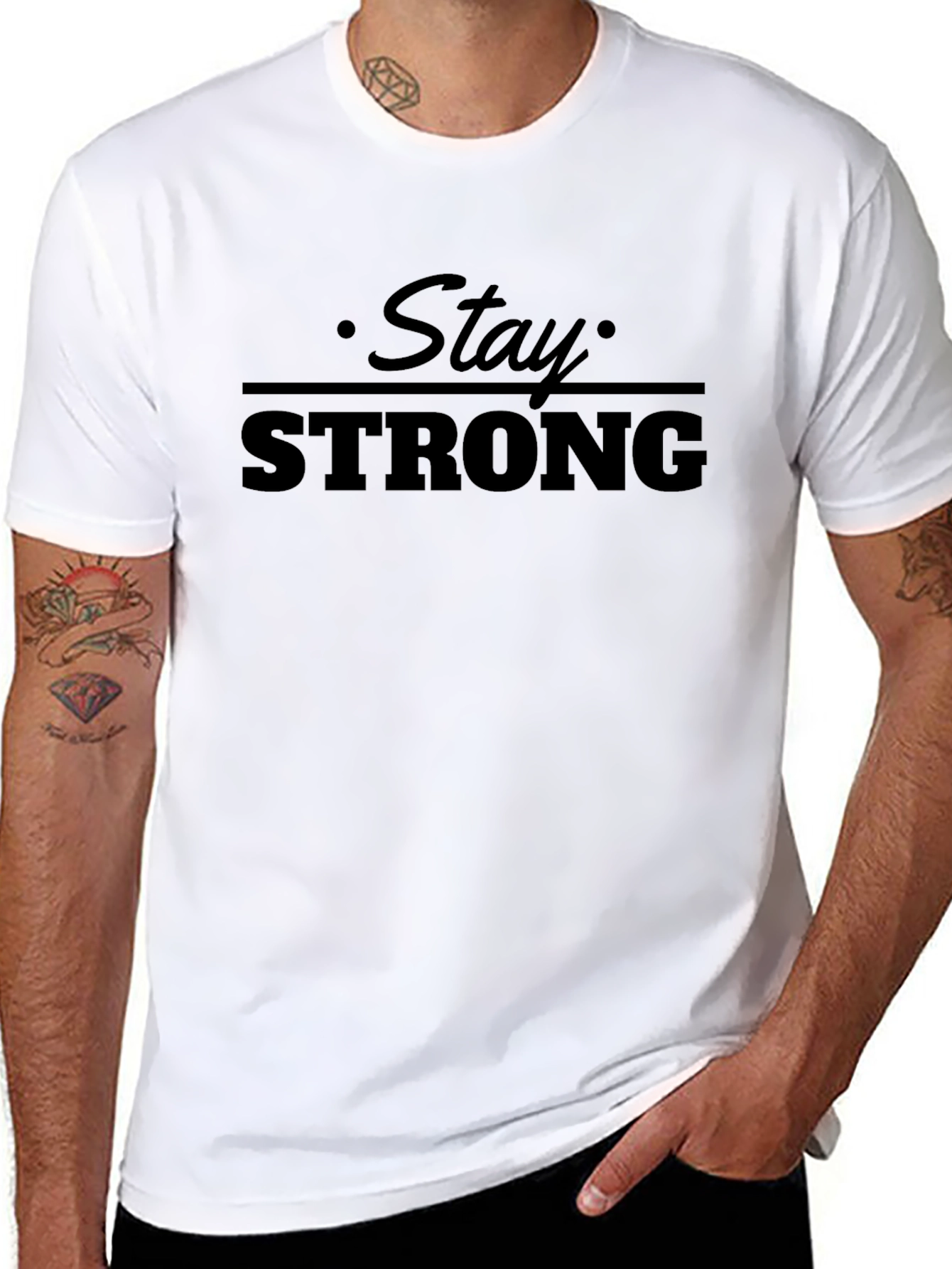Stay Strong Black Graphic T-Shirt