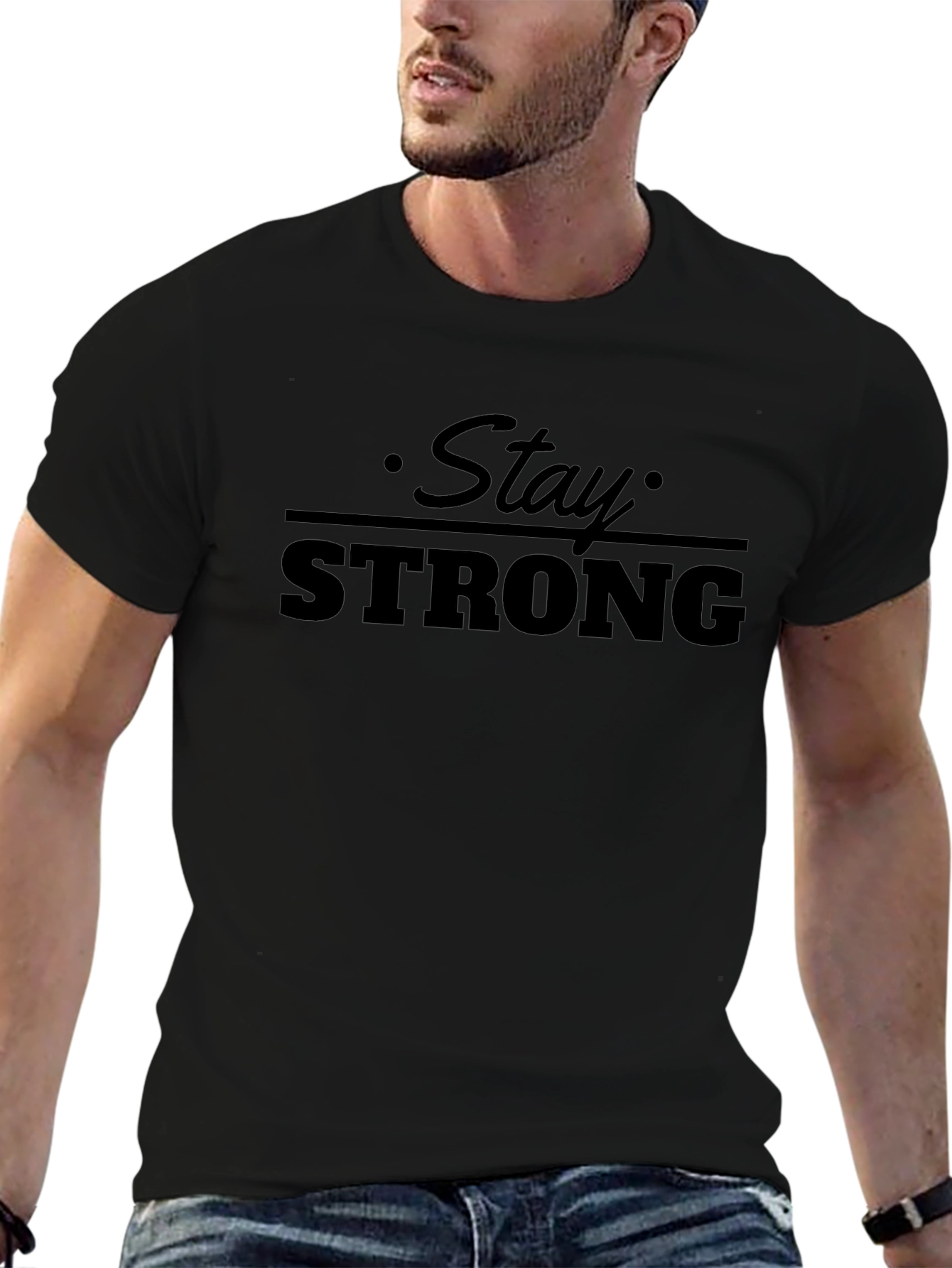 Stay Strong Black Graphic T-Shirt