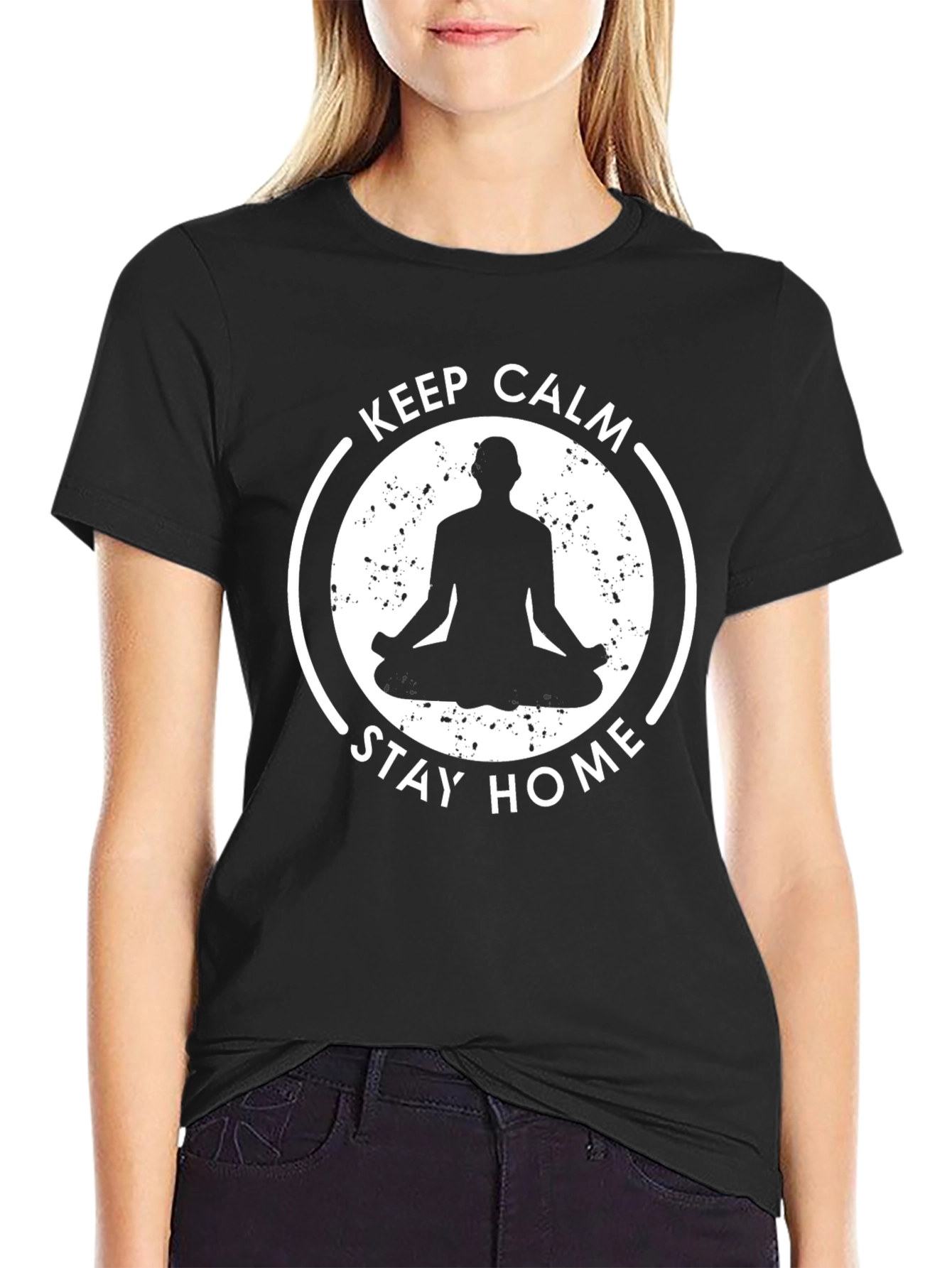 Keep Calm Stay Home Meditation T-Shirt