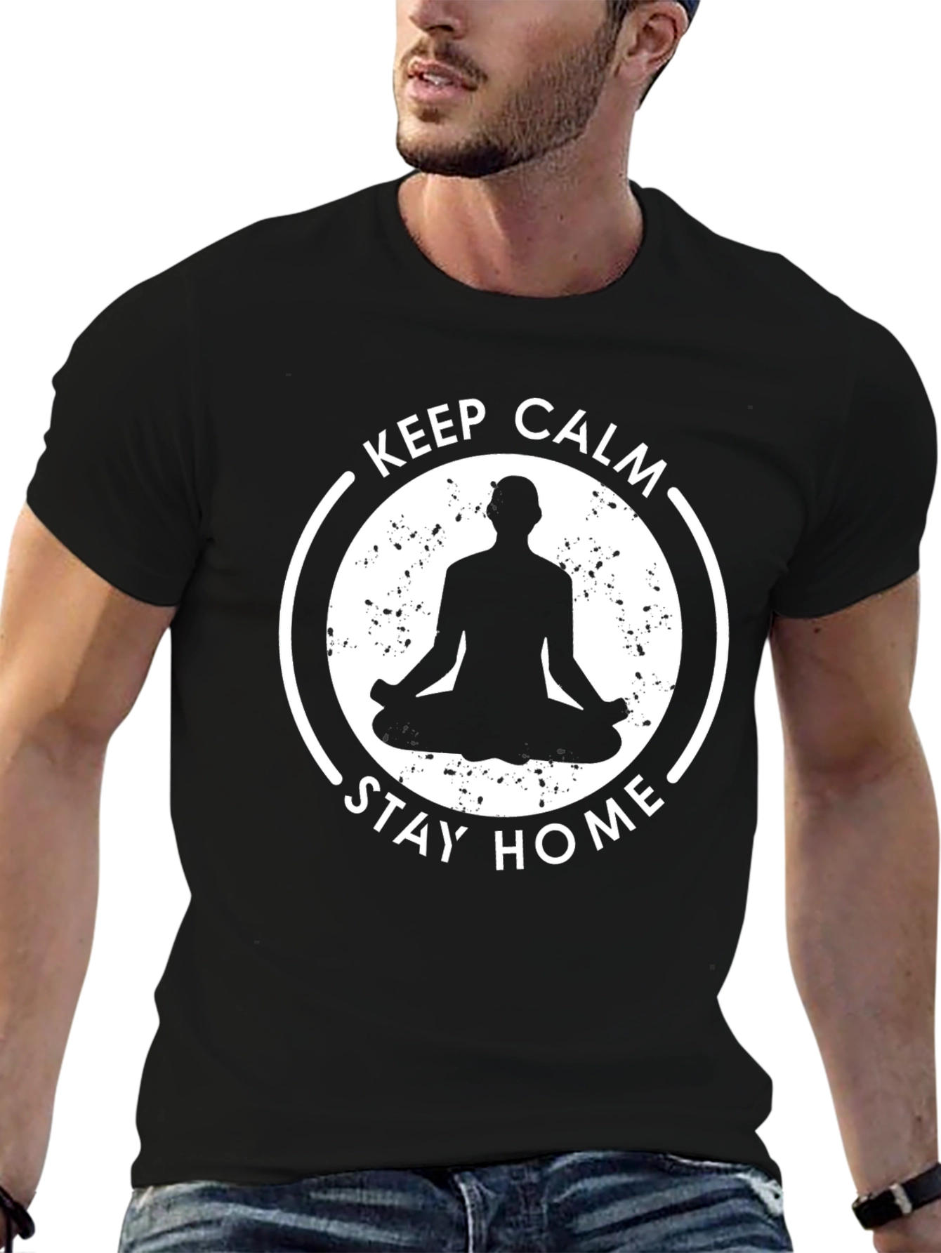 Keep Calm Stay Home Meditation T-Shirt
