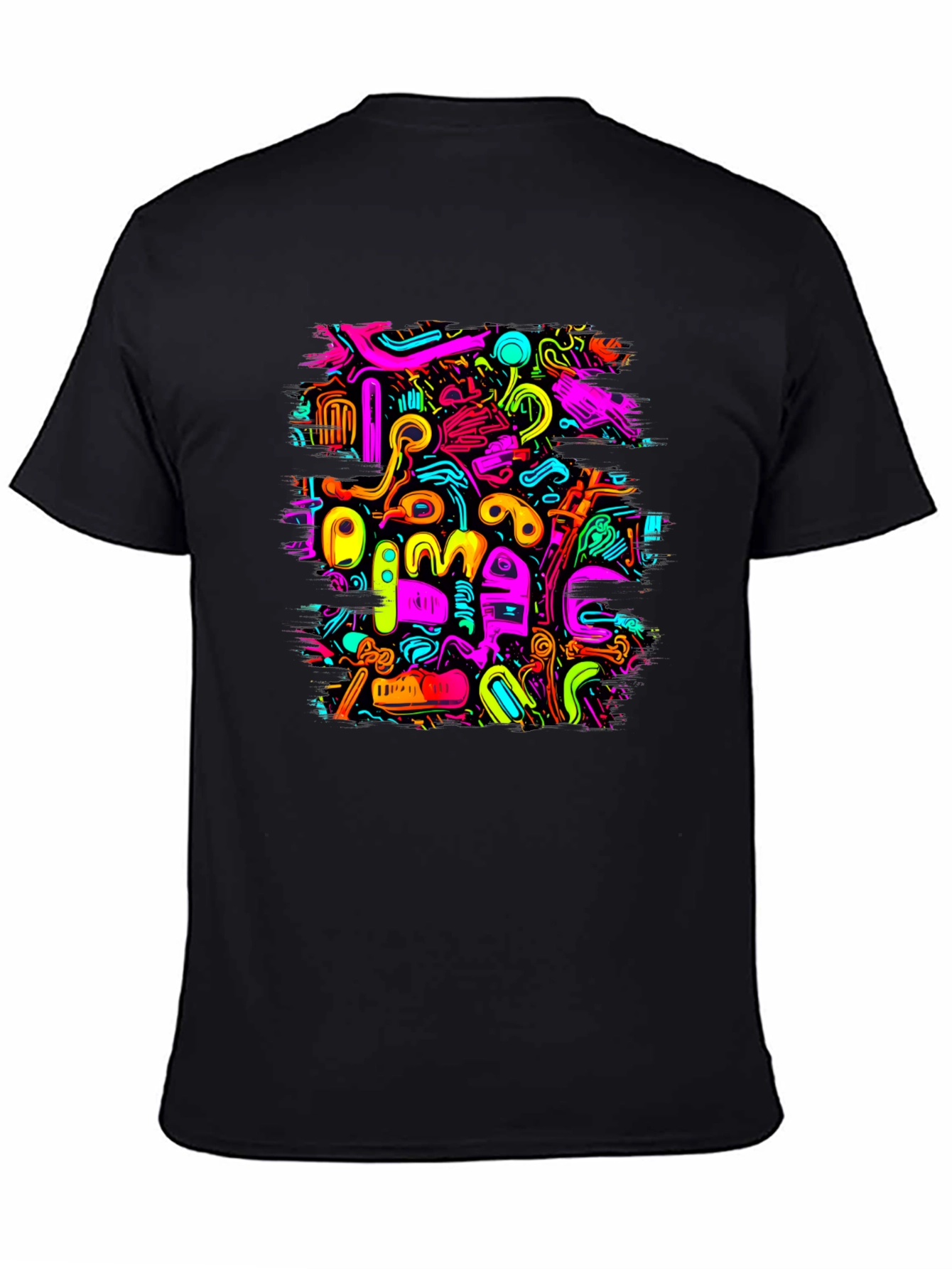 Abstract Art Graphic Print Black T-Shirt