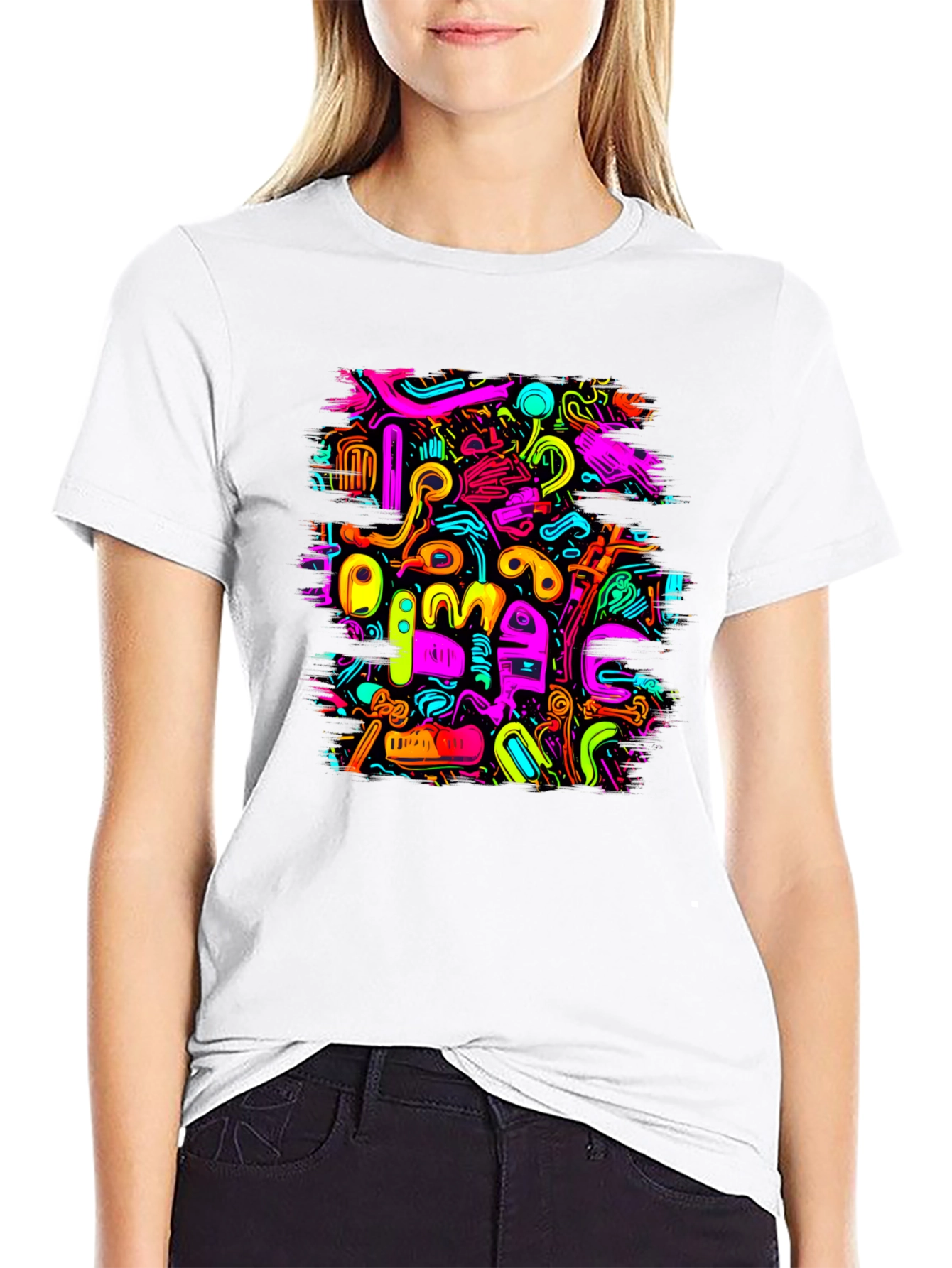 Abstract Art Graphic Print Black T-Shirt