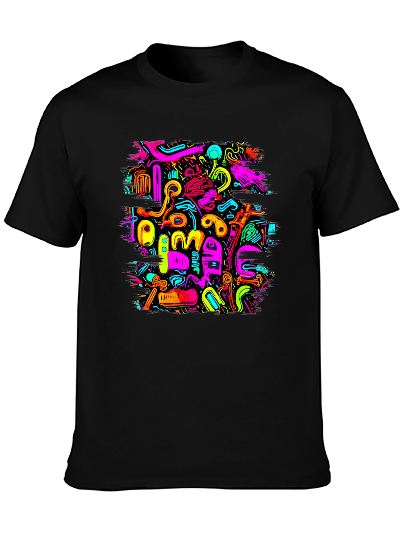 Abstract Art Graphic Print Black T-Shirt