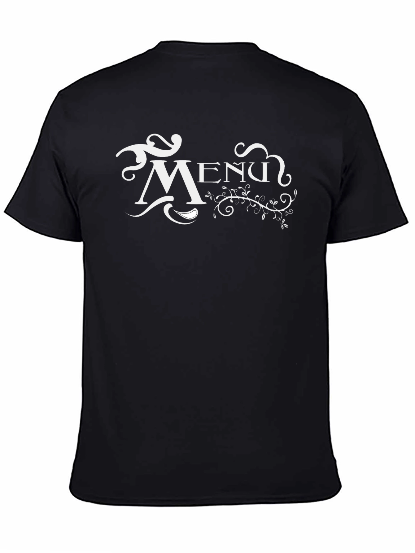 Stylish Black Menu Graphic T-Shirt