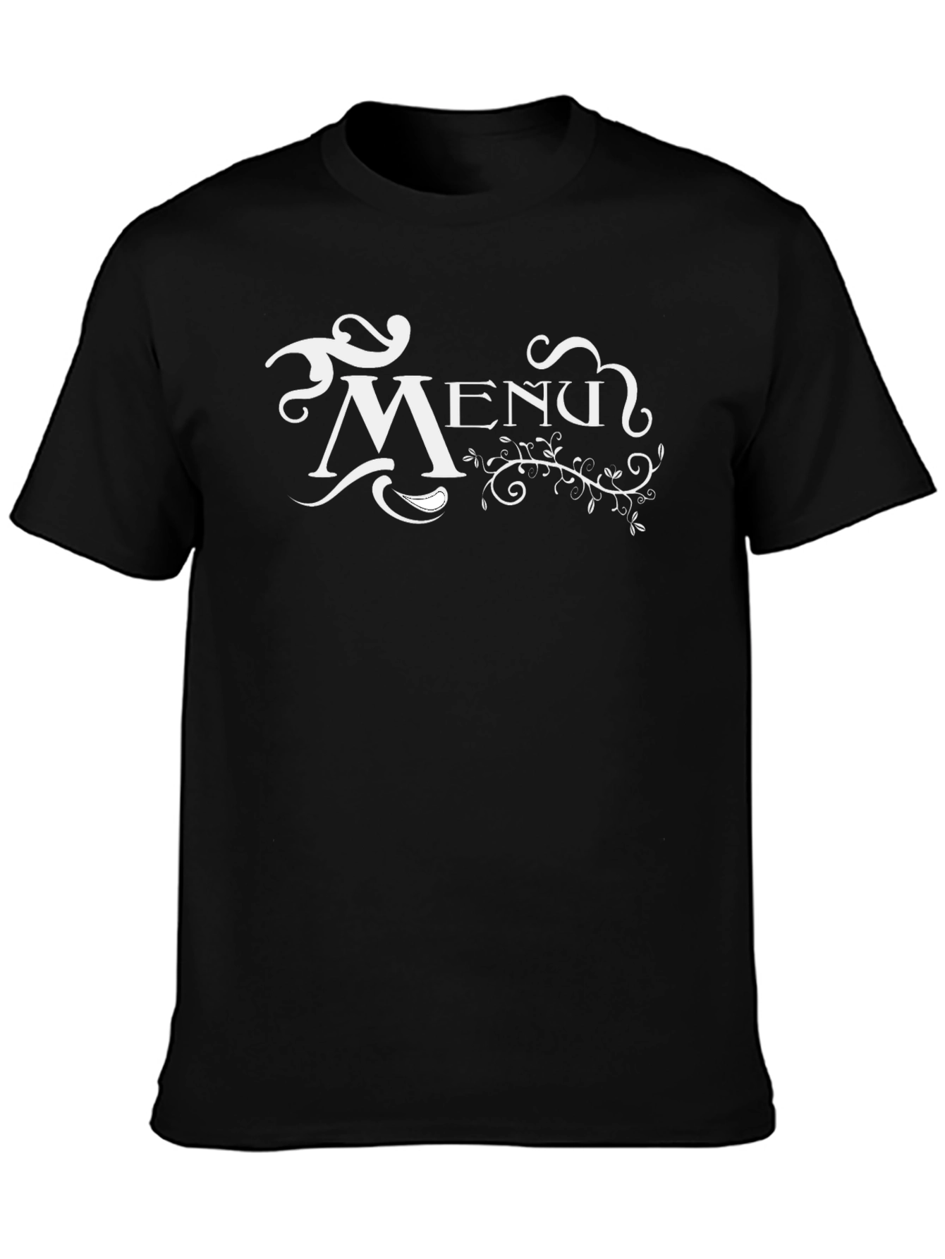 Stylish Black Menu Graphic T-Shirt