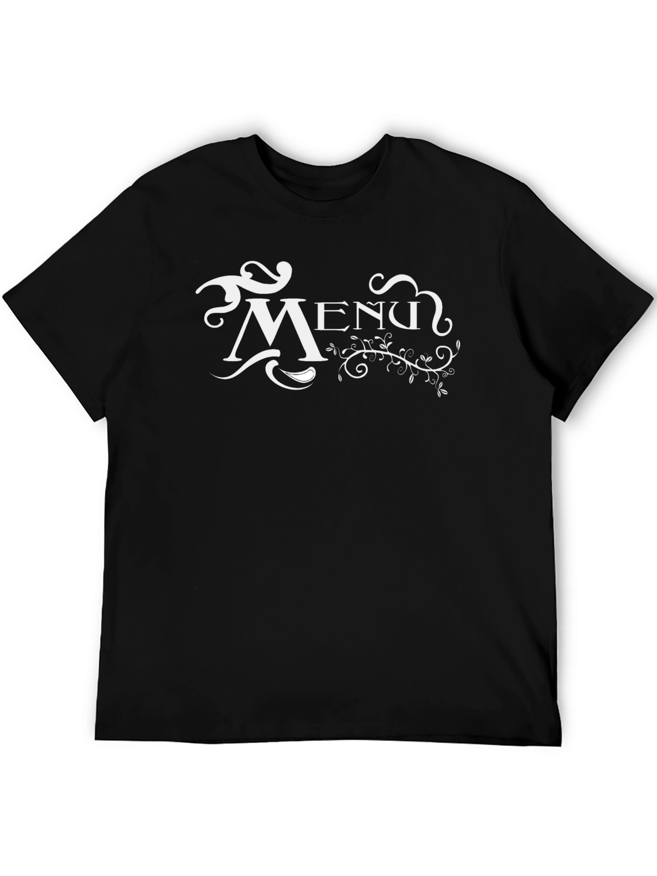 Stylish Black Menu Graphic T-Shirt