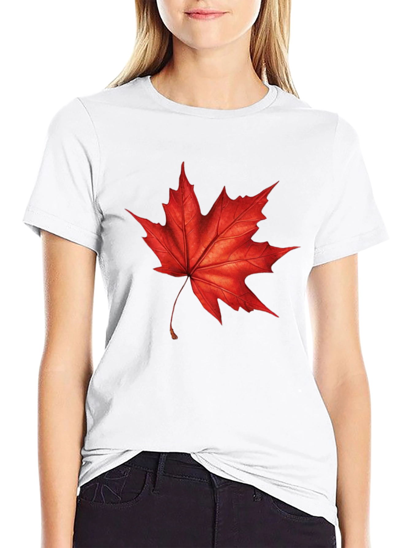 Maple Leaf Graphic T-Shirt - Black Cotton Tee