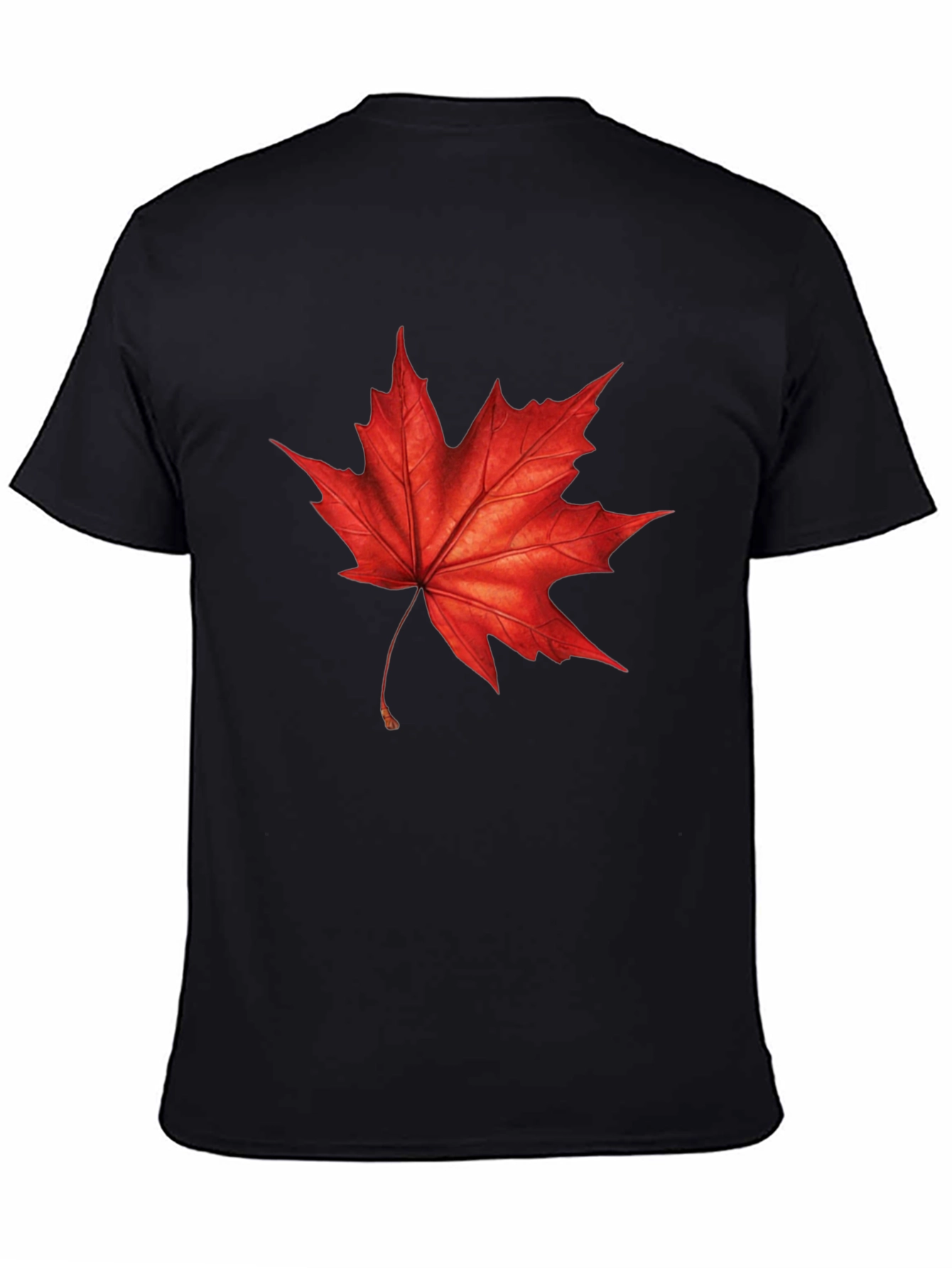 Maple Leaf Graphic T-Shirt - Black Cotton Tee