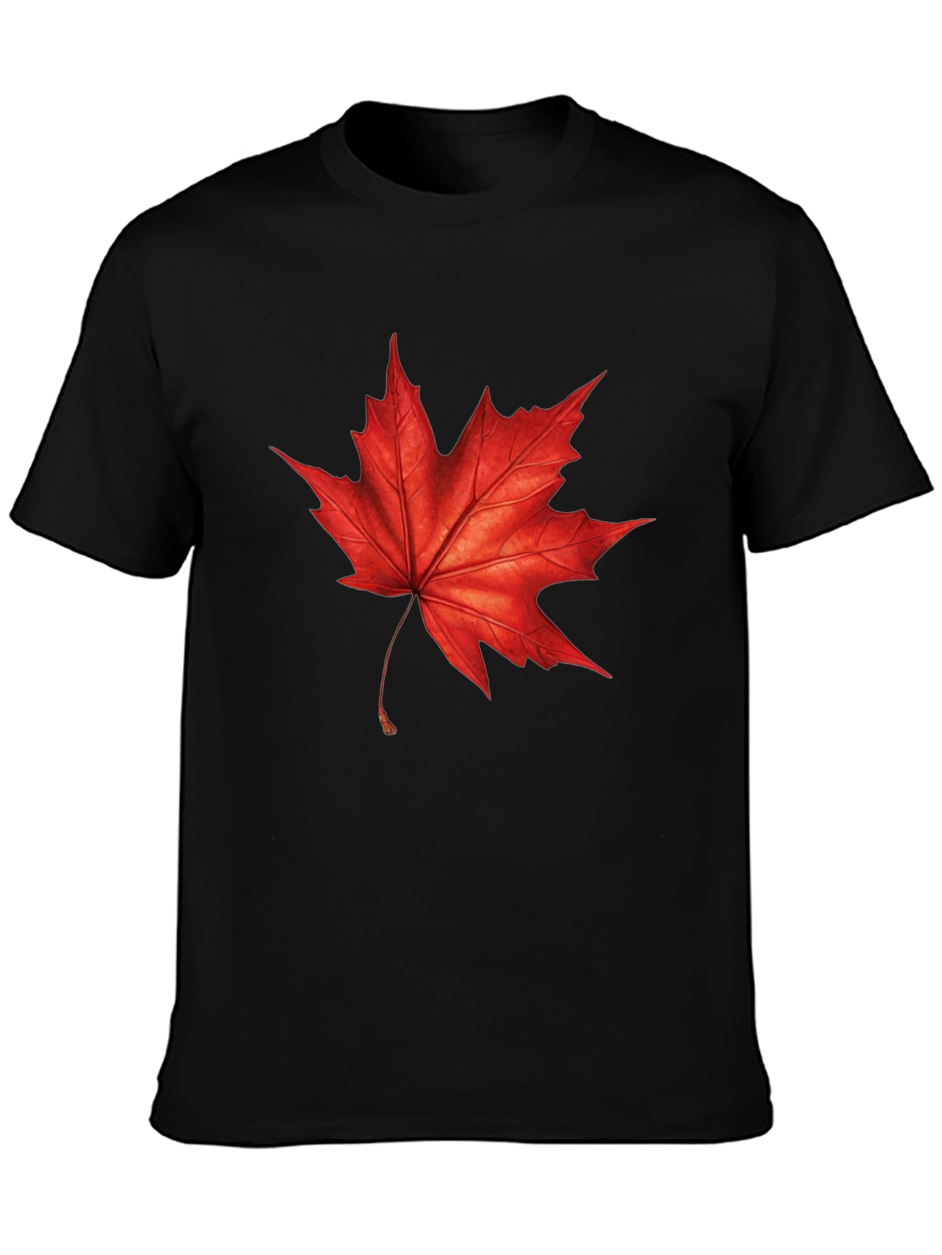 Maple Leaf Graphic T-Shirt - Black Cotton Tee